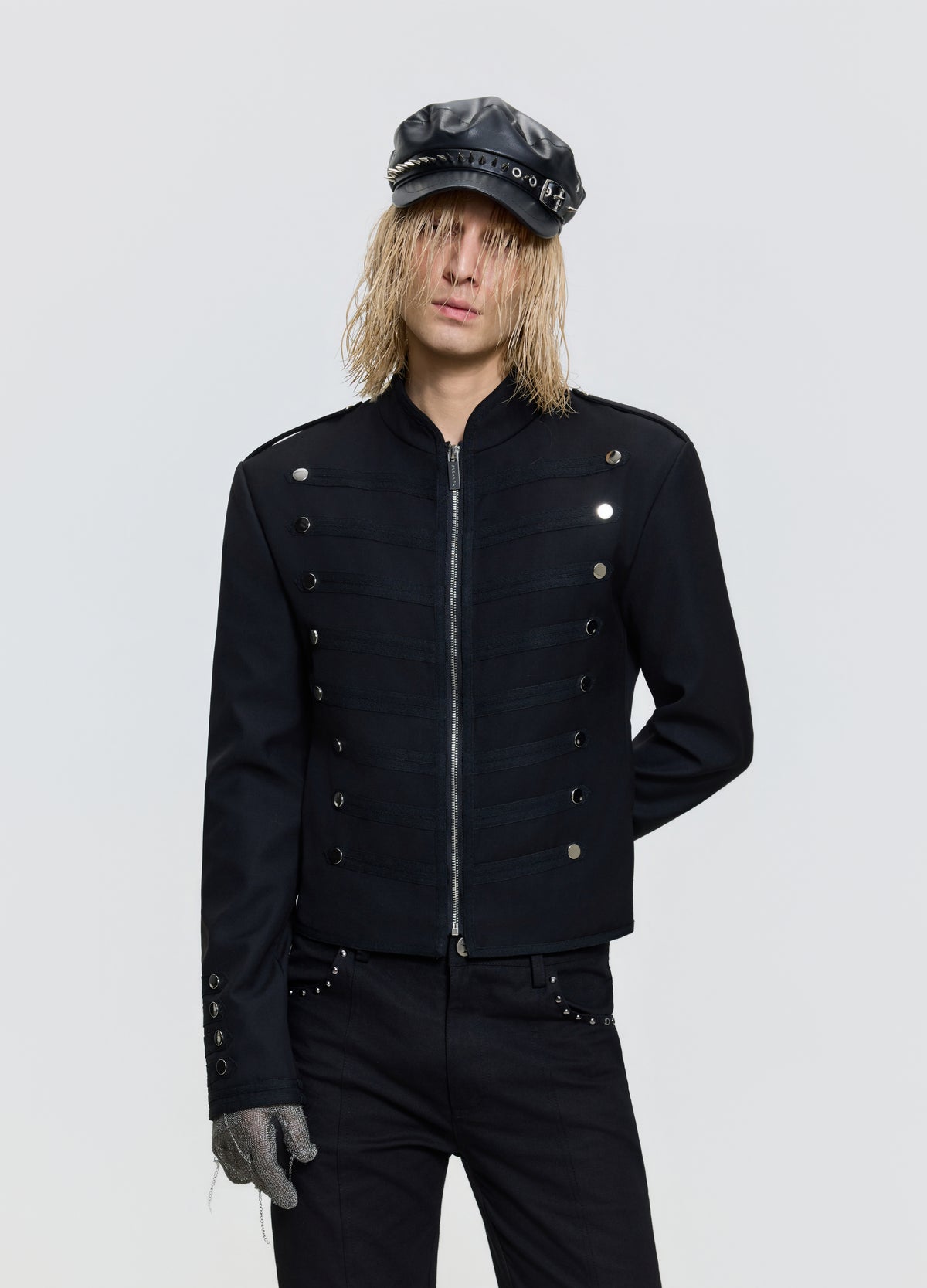 FRKM SCD 26FW Napoleon slim black military jacket — product view 7