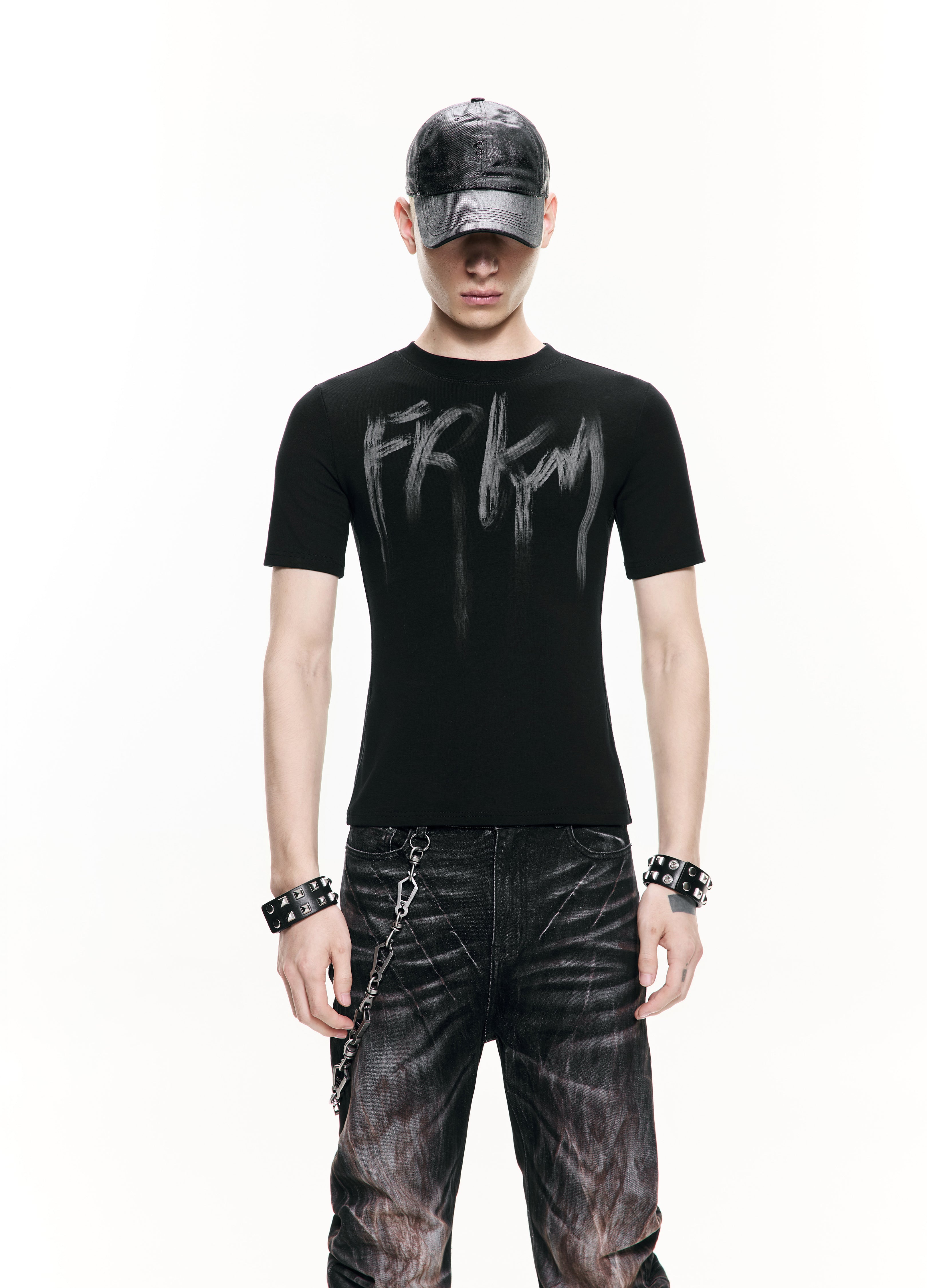 26SS WASHED GRAFFITI CROP TEE