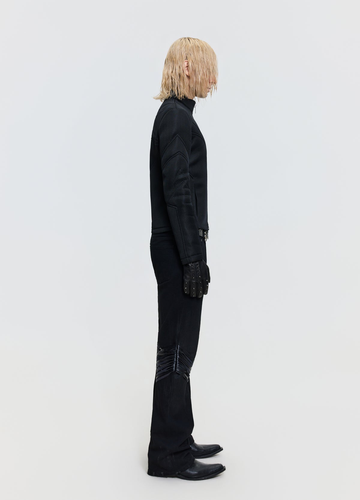 FRKM SCD 26FW steelbone mesh-textured black jacket — product view 4