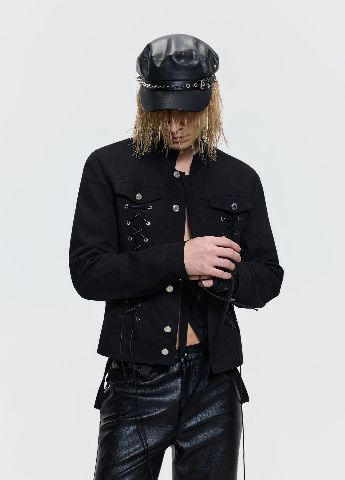 FRKM SCD 26FW corset stand-collar black jacket — product view 8