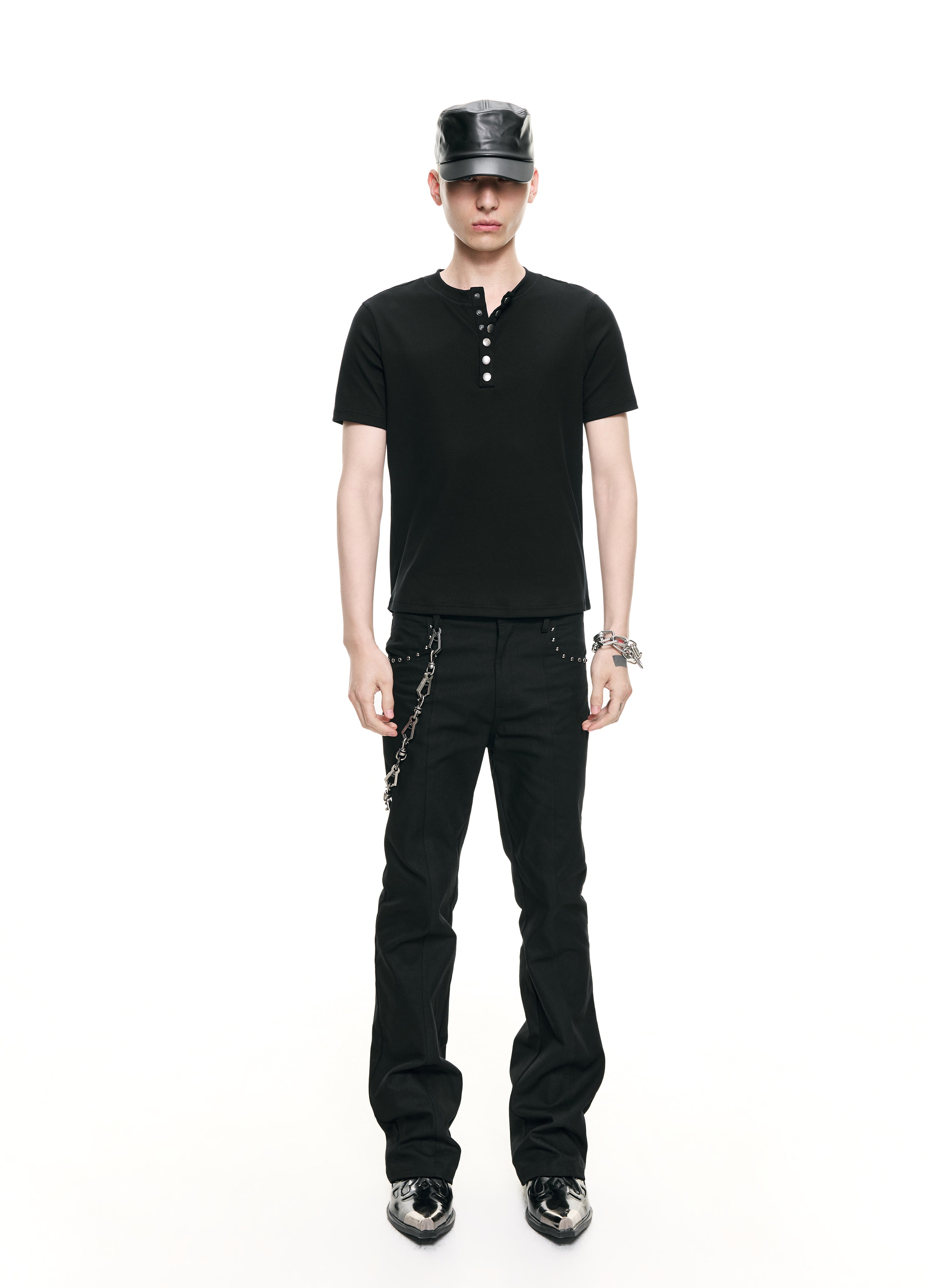 26SS STUDDED PUNK SLIM PANTS