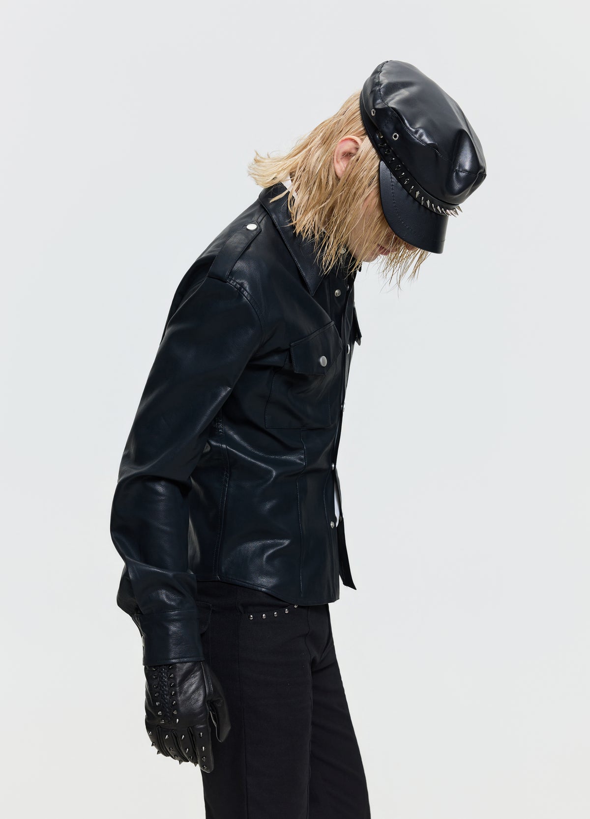 FRKM SCD 26FW black punk utility leather-look shirt — product view 9