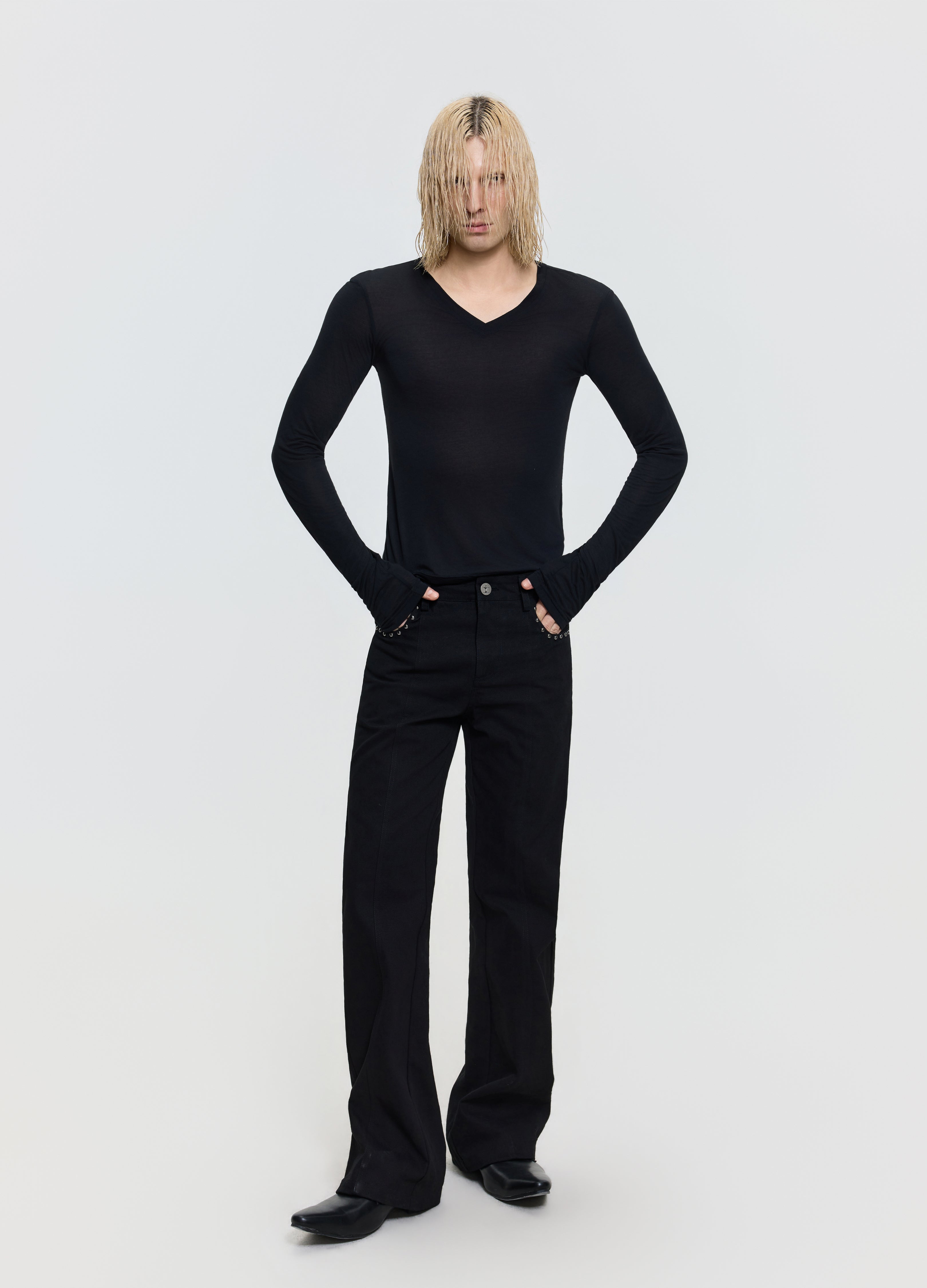 26FW STUDDED PANEL DENIM
