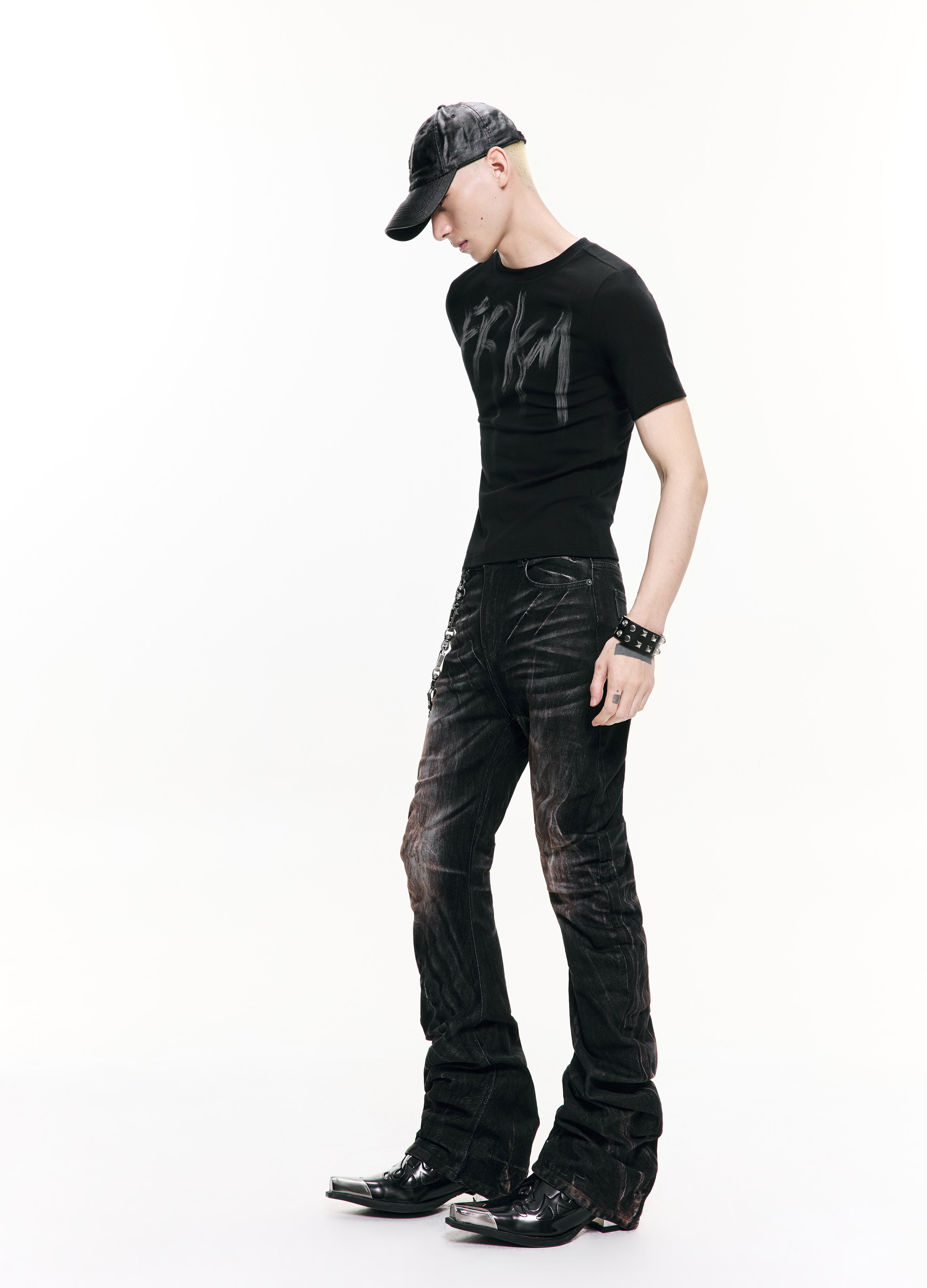 26SS WASHED GRAFFITI CROP TEE