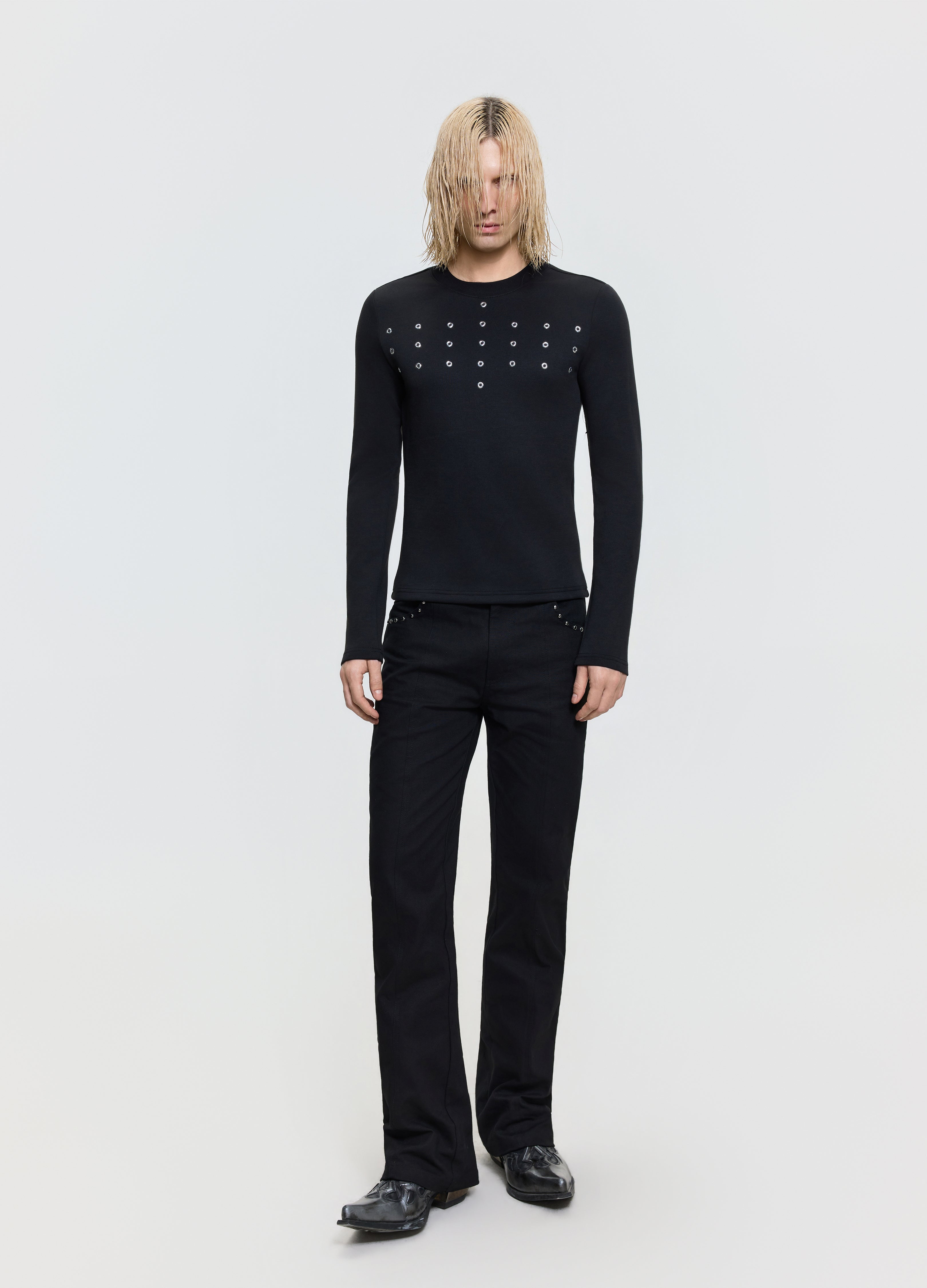 26FW EYELET CRYSTAL TEE