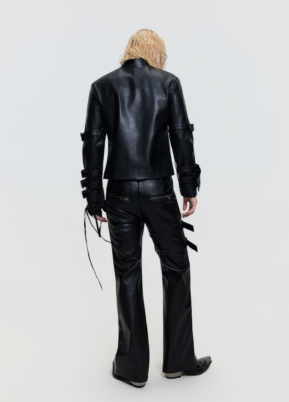FRKM SCD 26FW black belted leather-look zip jacket — product view 3