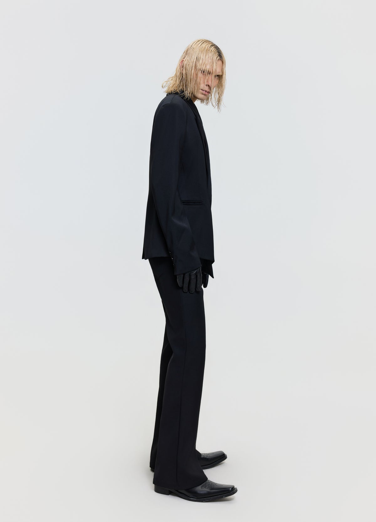 FRKM SCD 26FW black asymmetric peak-lapel blazer — product view 5