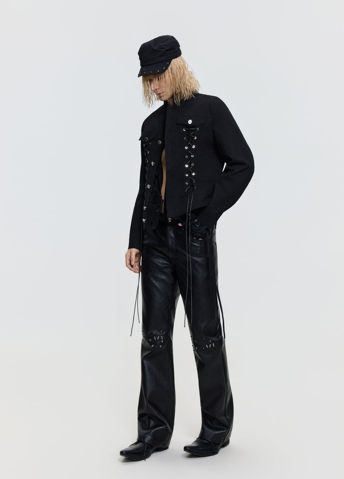 FRKM SCD 26FW black studded leather-look pants — product view 8