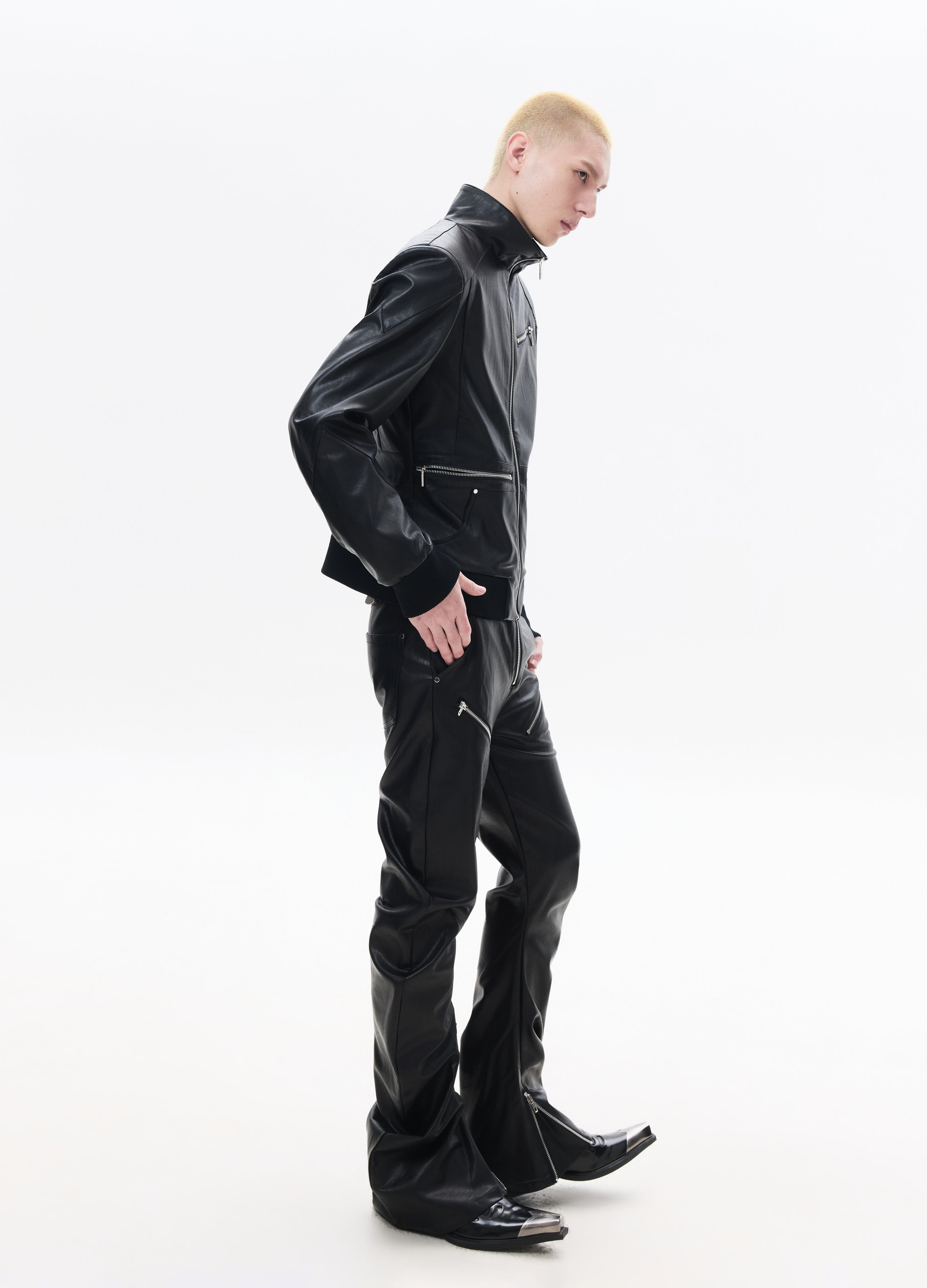 26SS STAND-COLLAR LEATHER JACKET