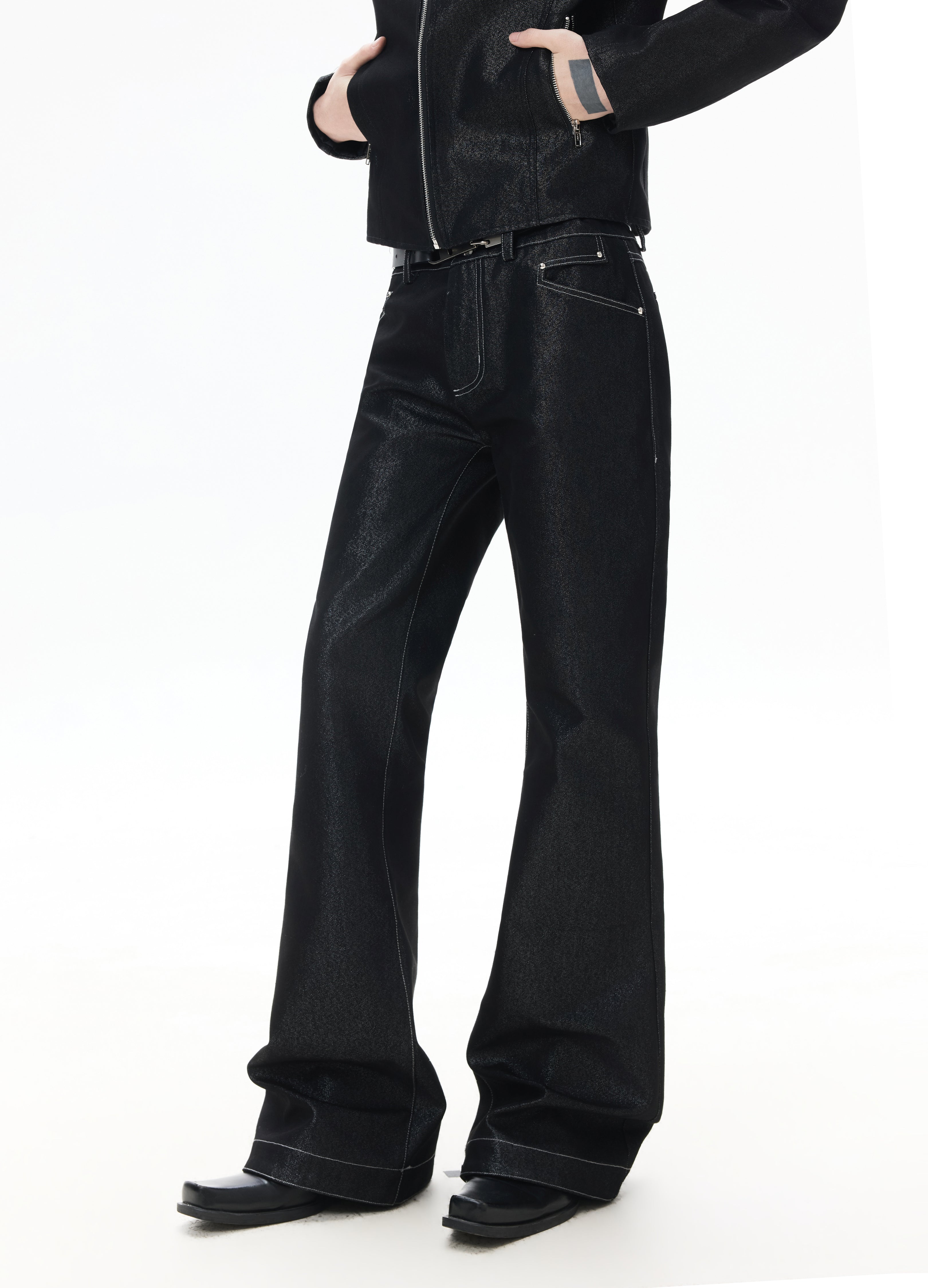 26SS METALLIC SHIMMER BOOTCUT JEANS