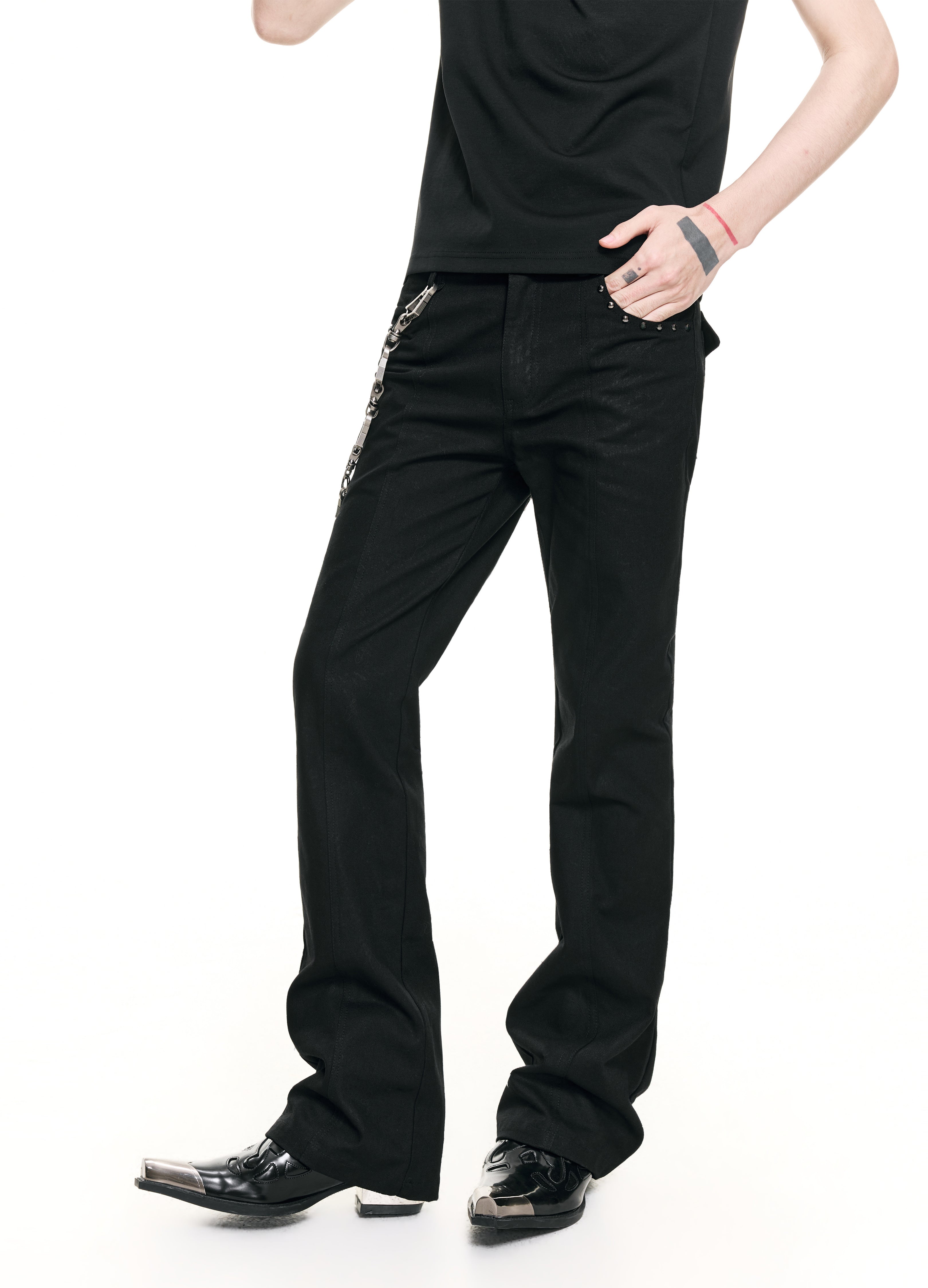 26SS STUDDED PUNK SLIM PANTS