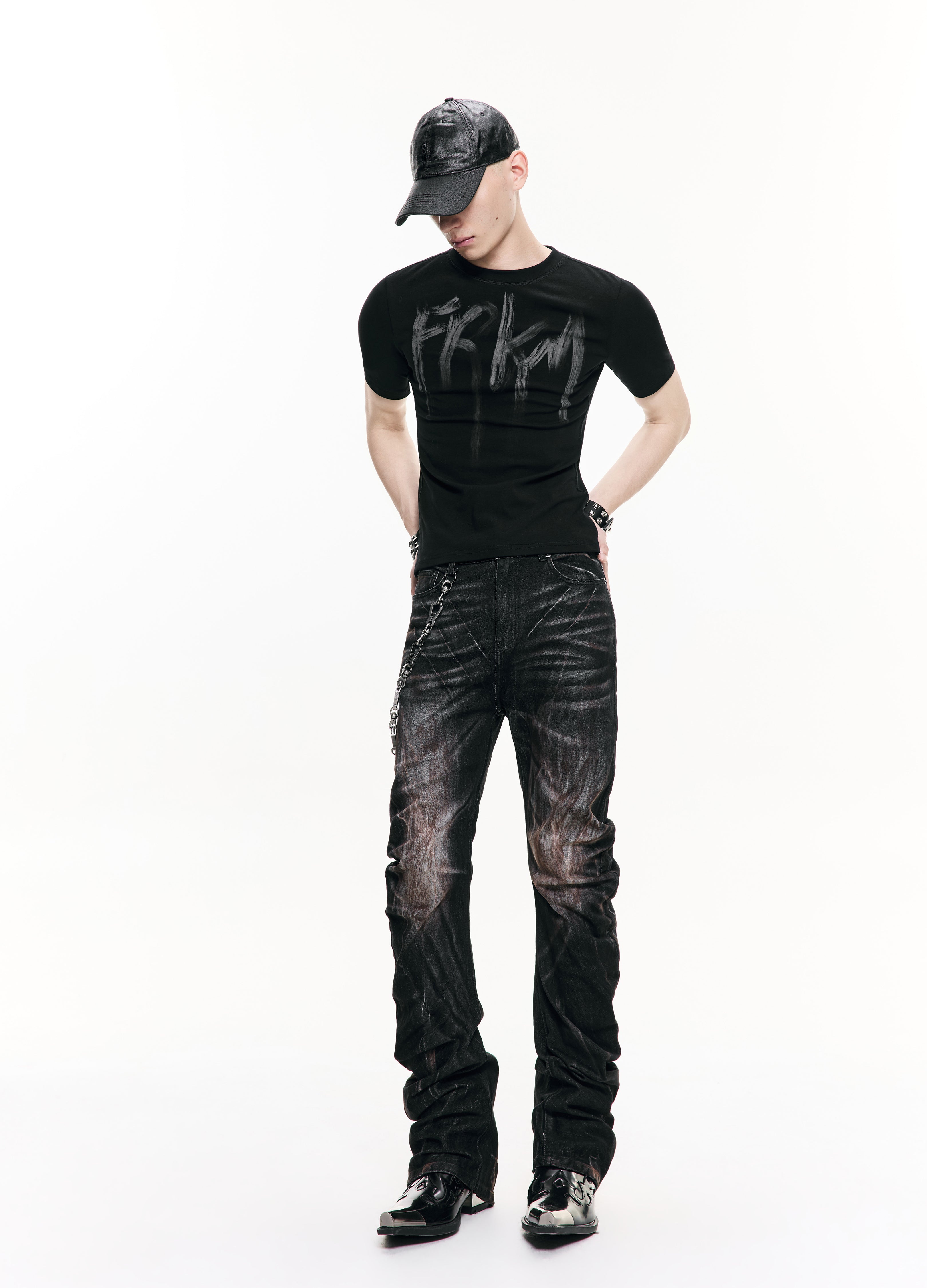 26SS WASHED GRAFFITI CROP TEE