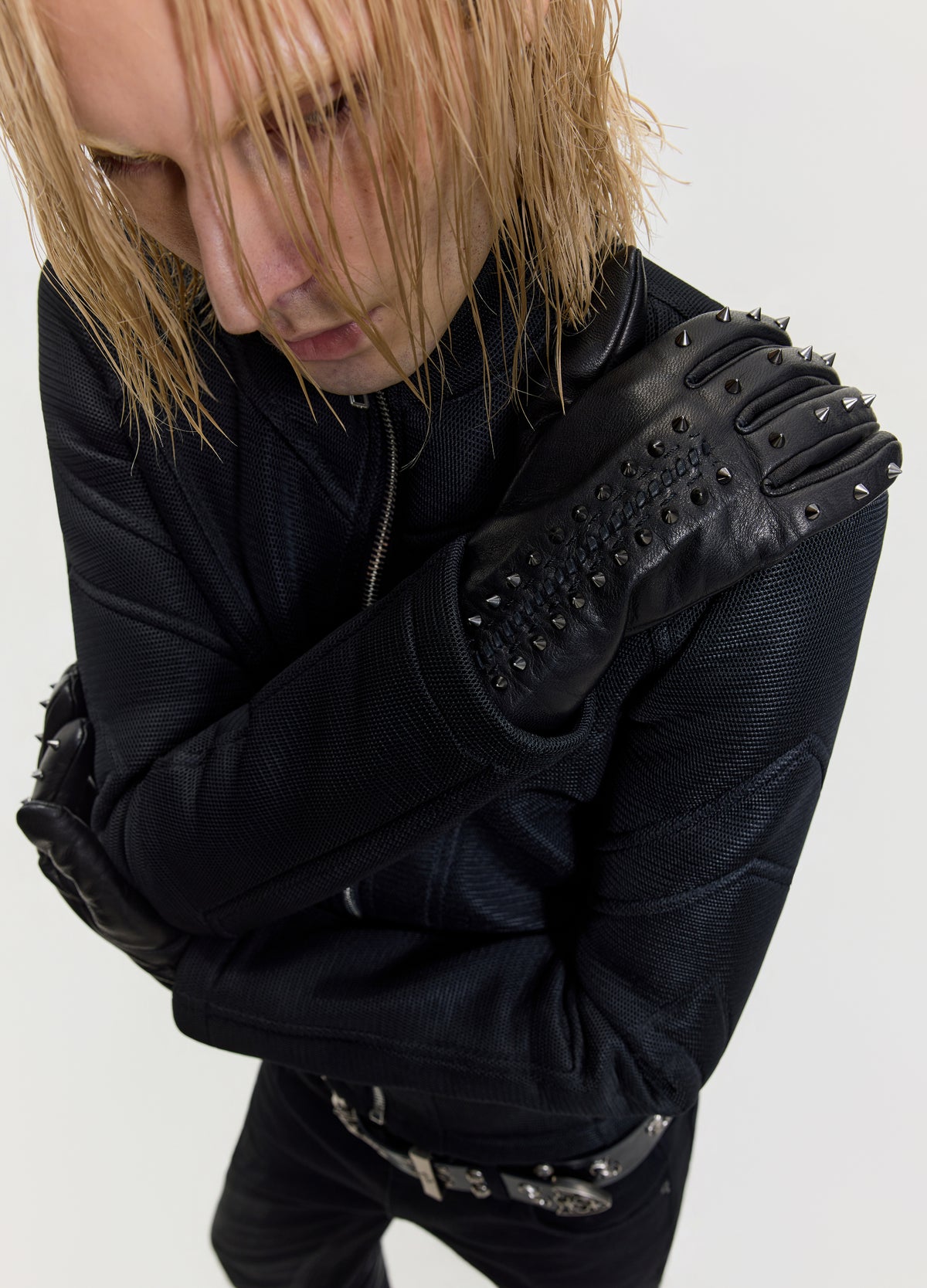 FRKM SCD 26FW black studded long gloves — product view 5
