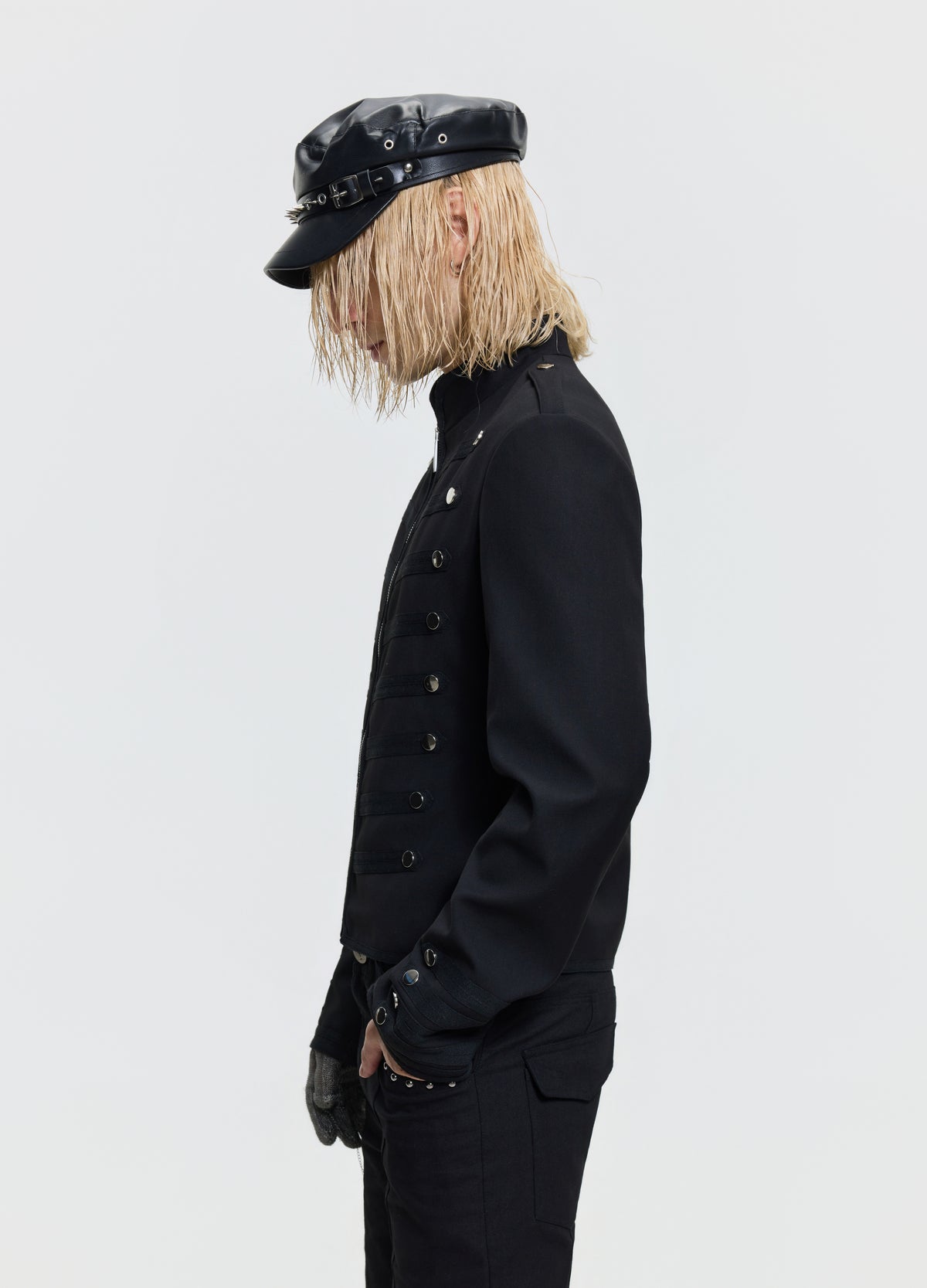 FRKM SCD 26FW Napoleon slim black military jacket — product view 9