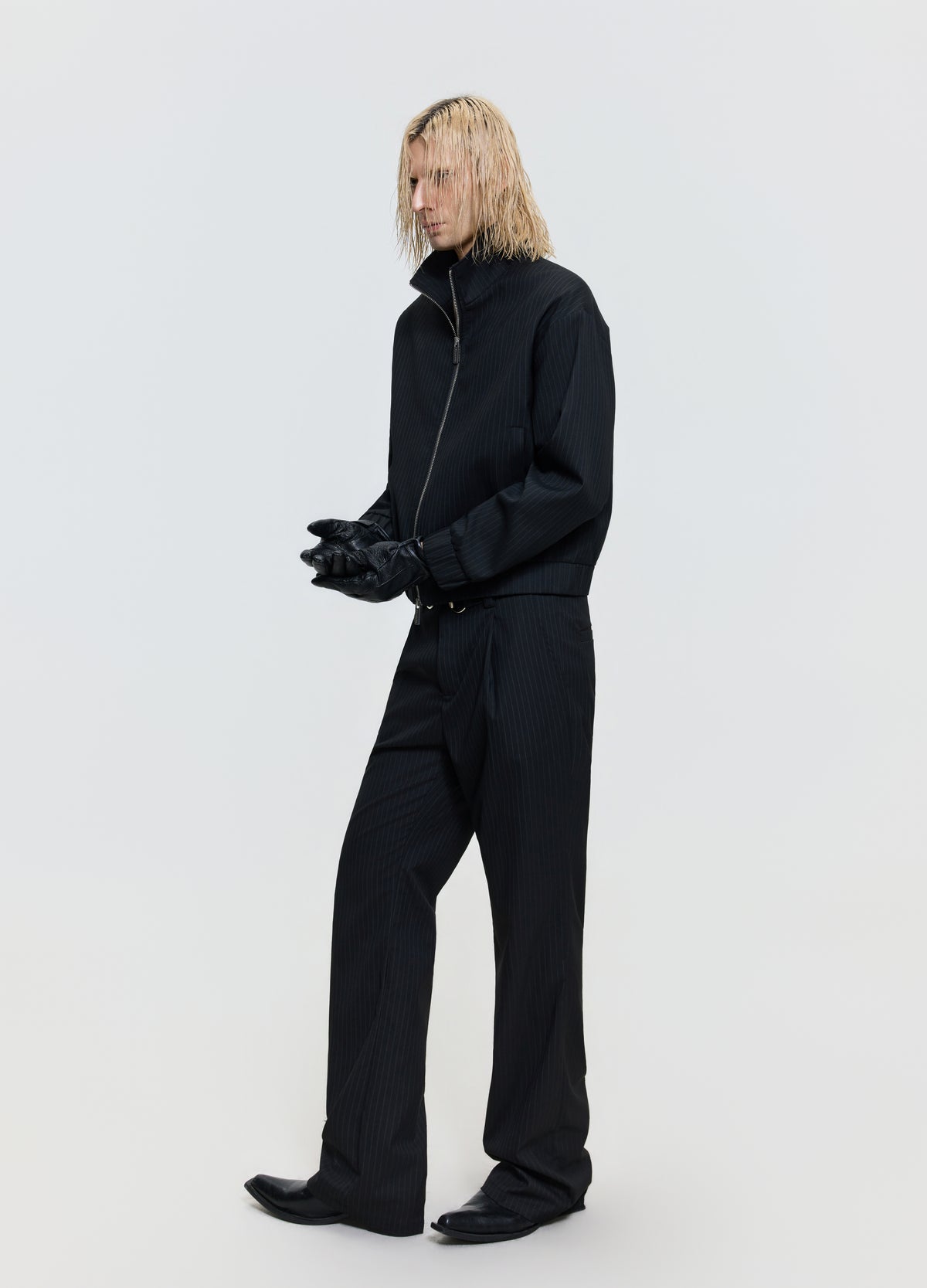 FRKM SCD 26FW black stripe Harrington zip jacket — product view 3