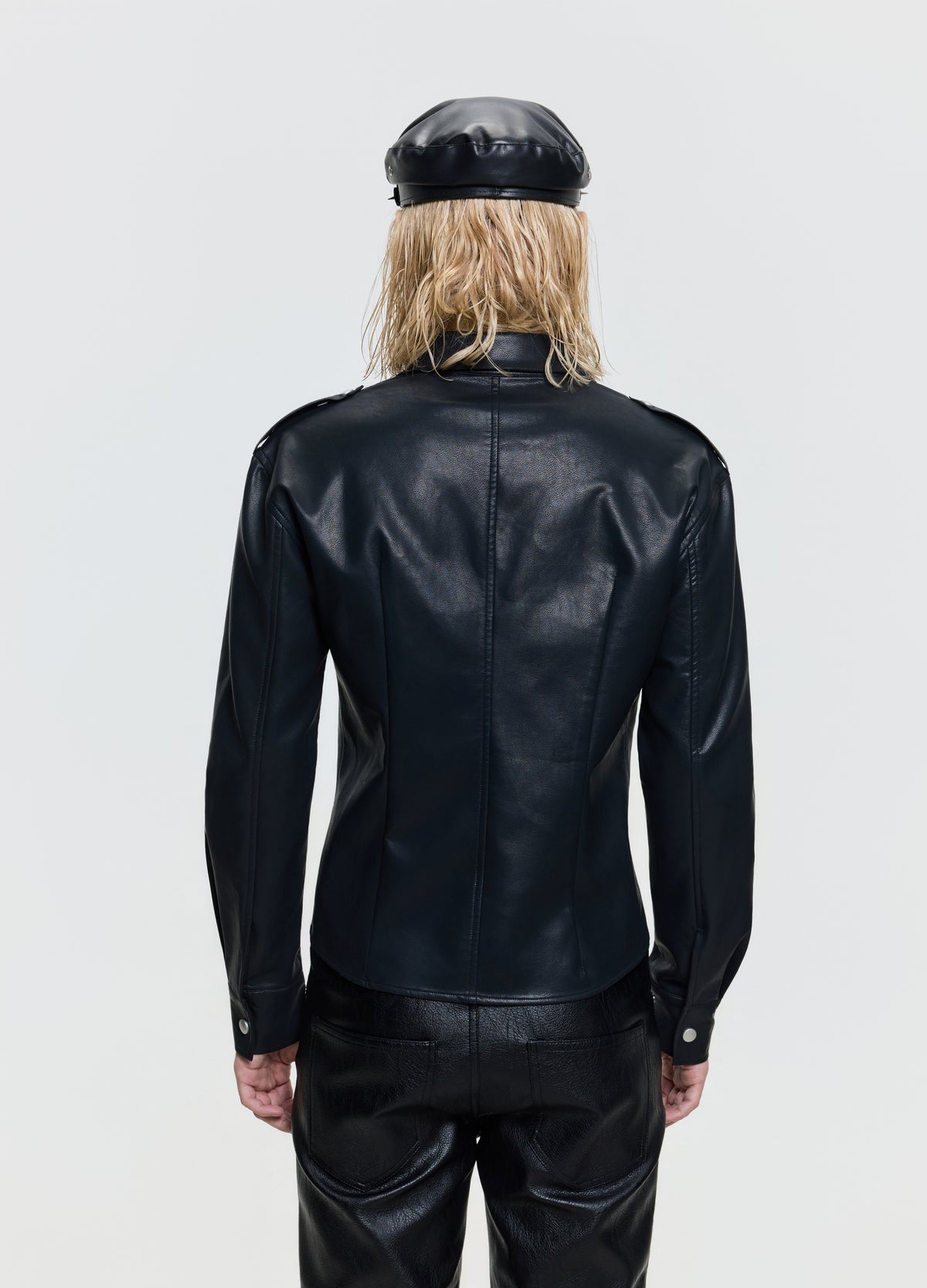 FRKM SCD 26FW black punk utility leather-look shirt — product view 10