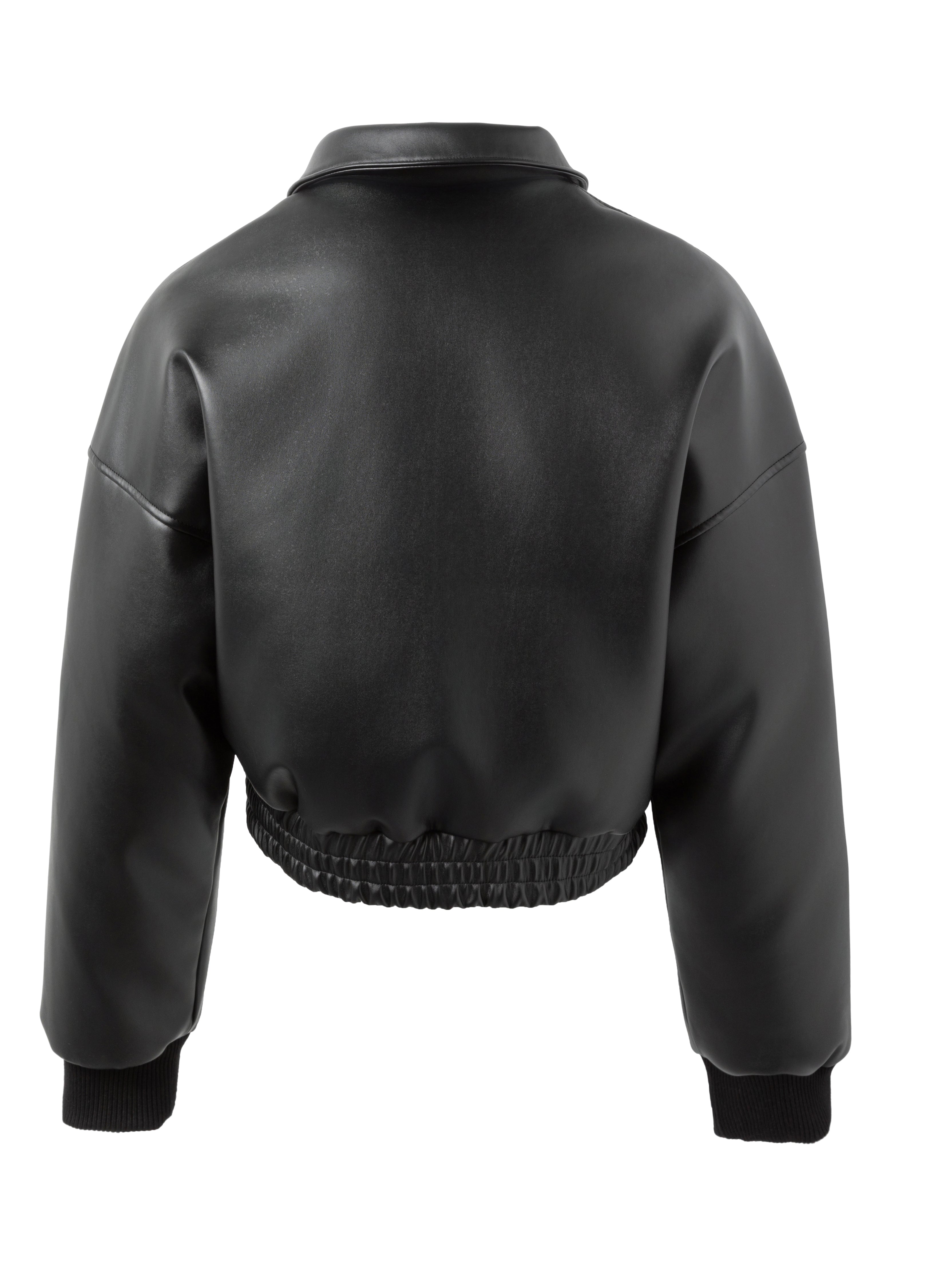 25FW HIGH-COLLAR LEATHER PUFFER