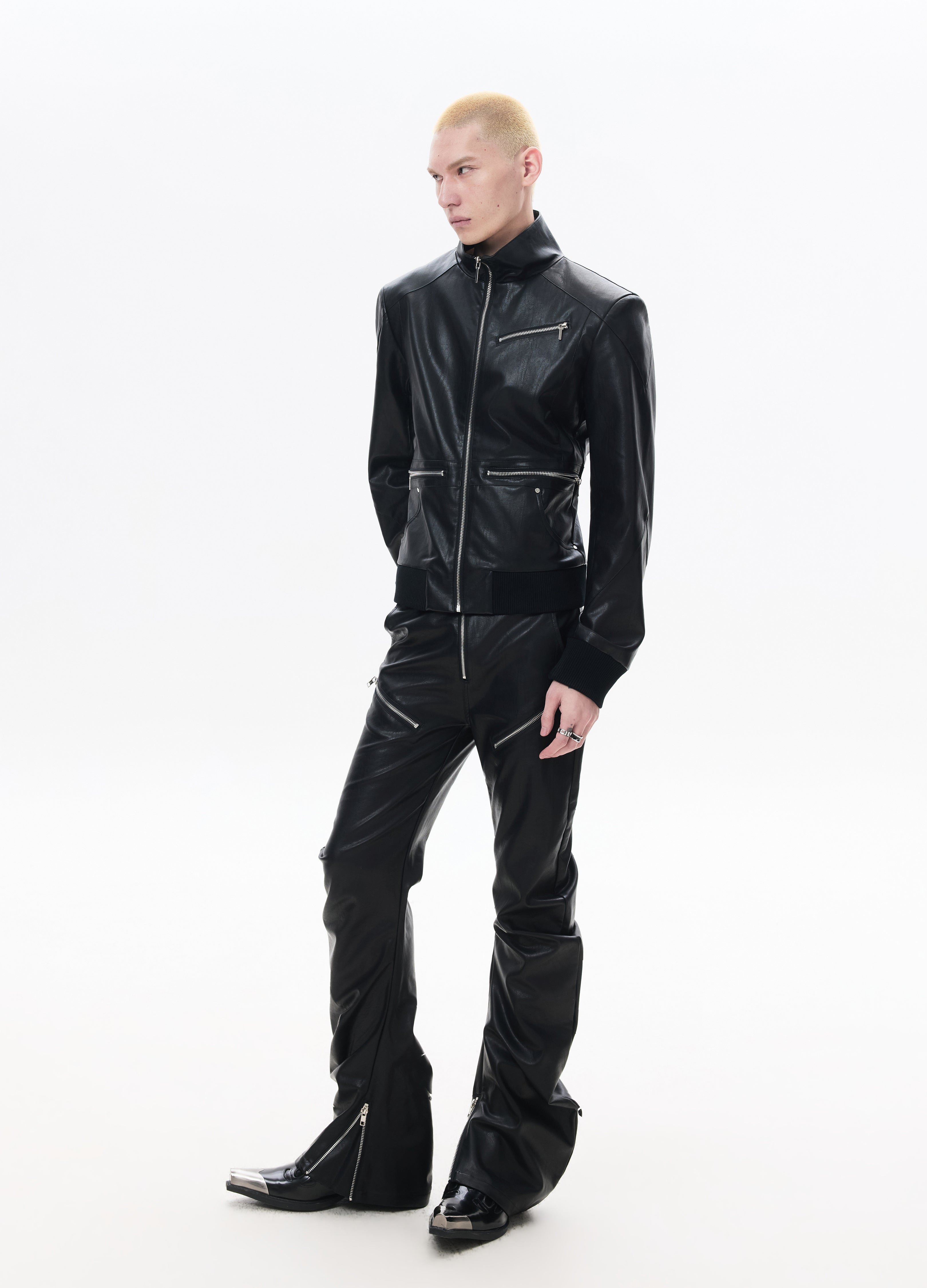 26SS STAND-COLLAR LEATHER JACKET