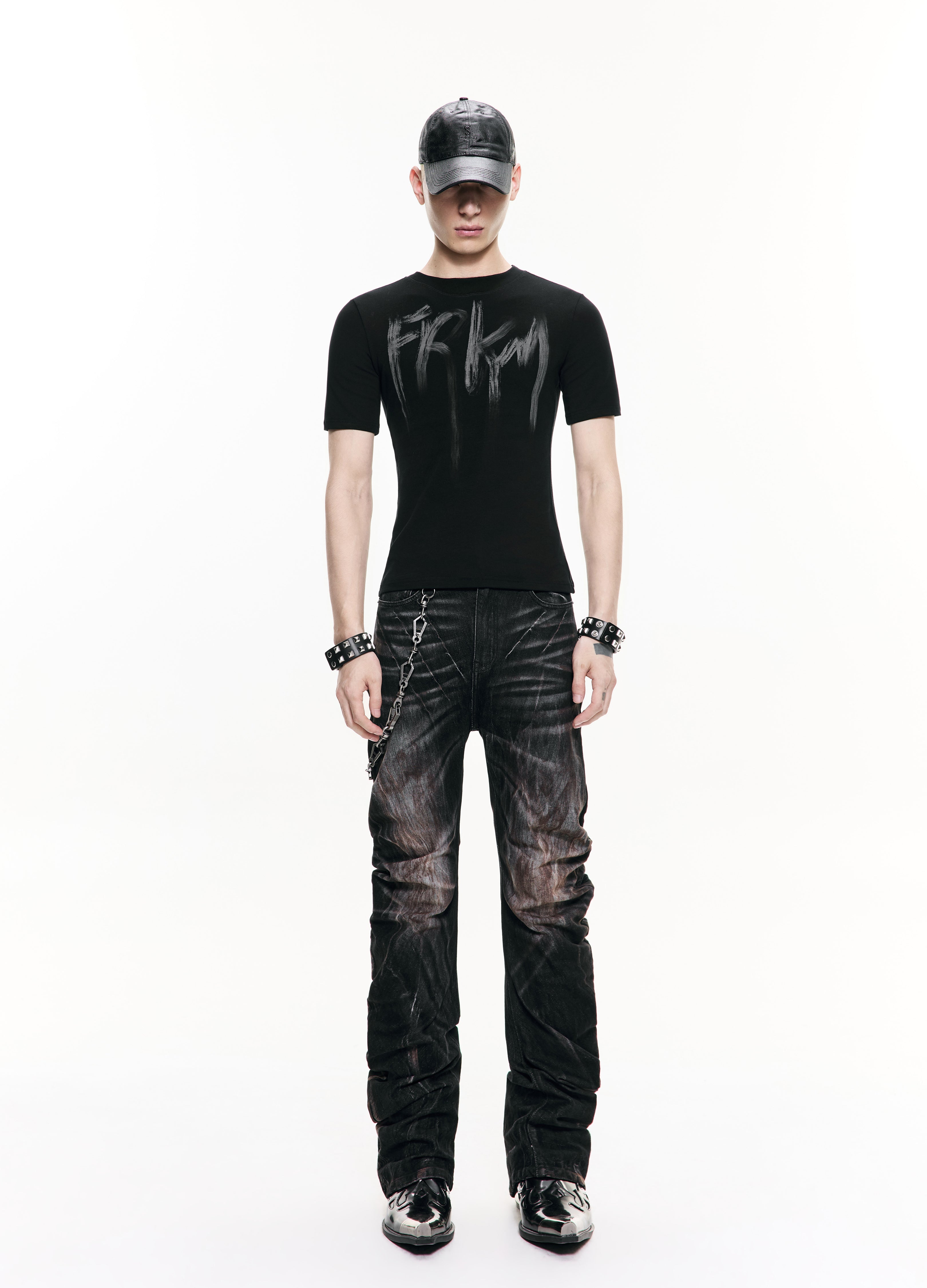 26SS WASHED GRAFFITI CROP TEE