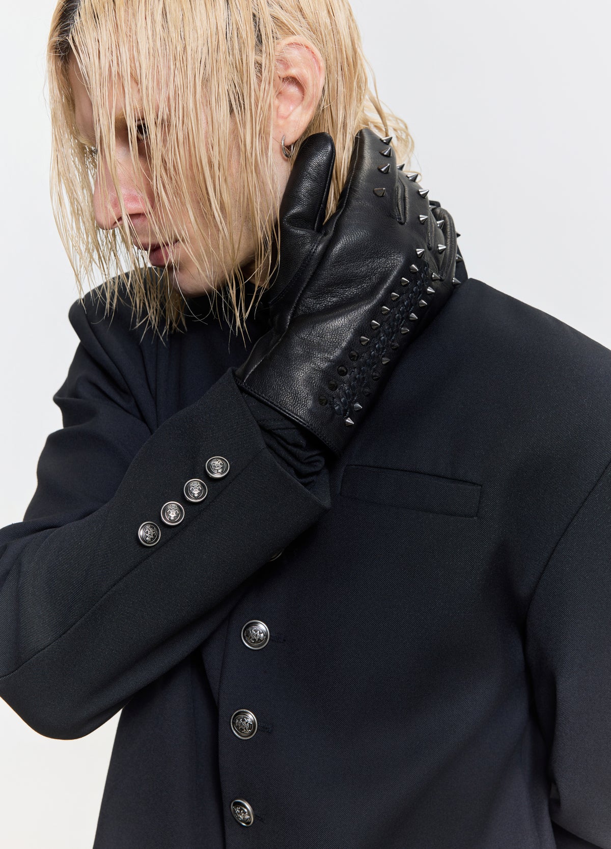 FRKM SCD 26FW black studded long gloves — product view 6