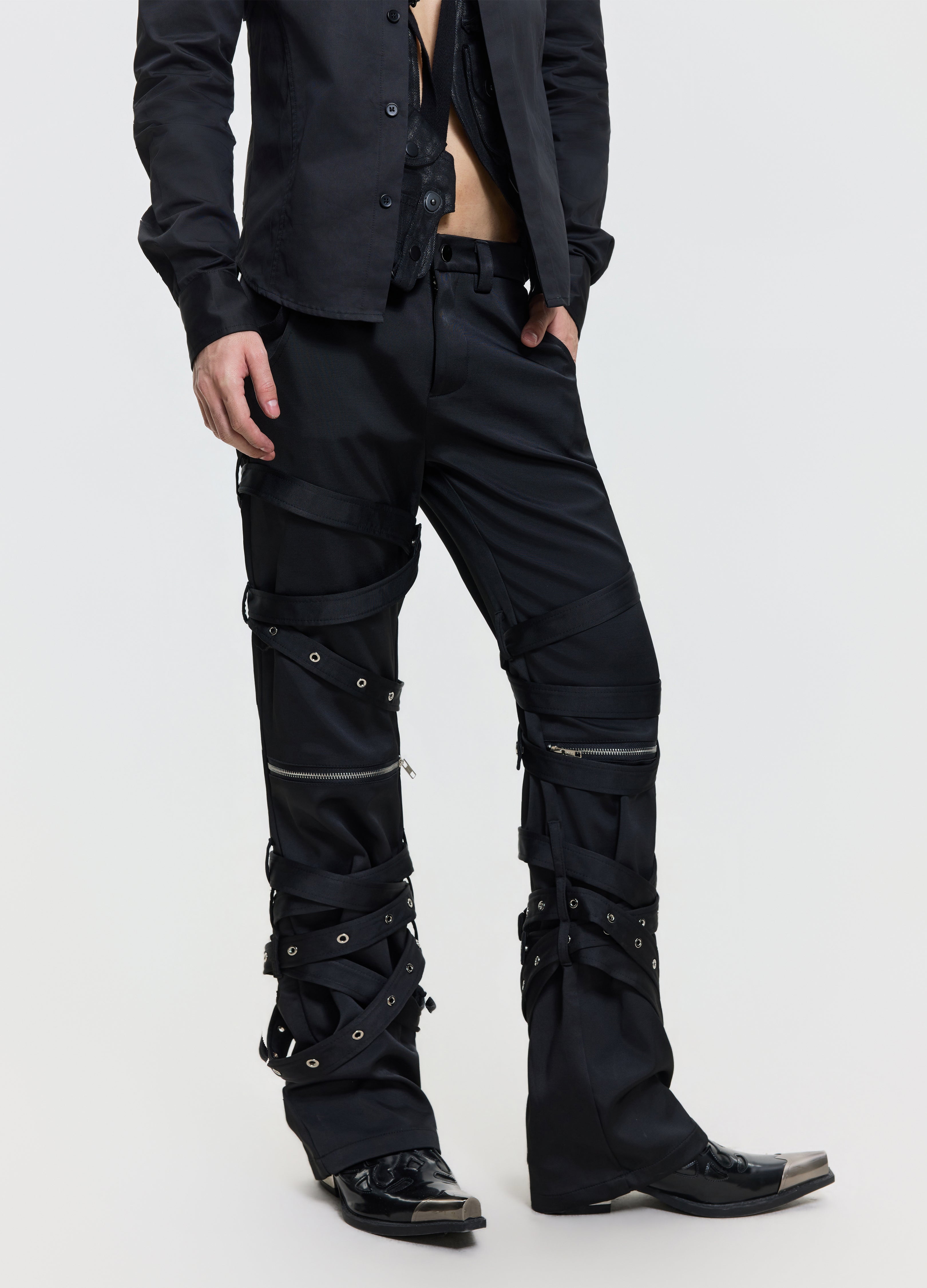 26FW PUNK STRAP FLARE PANTS
