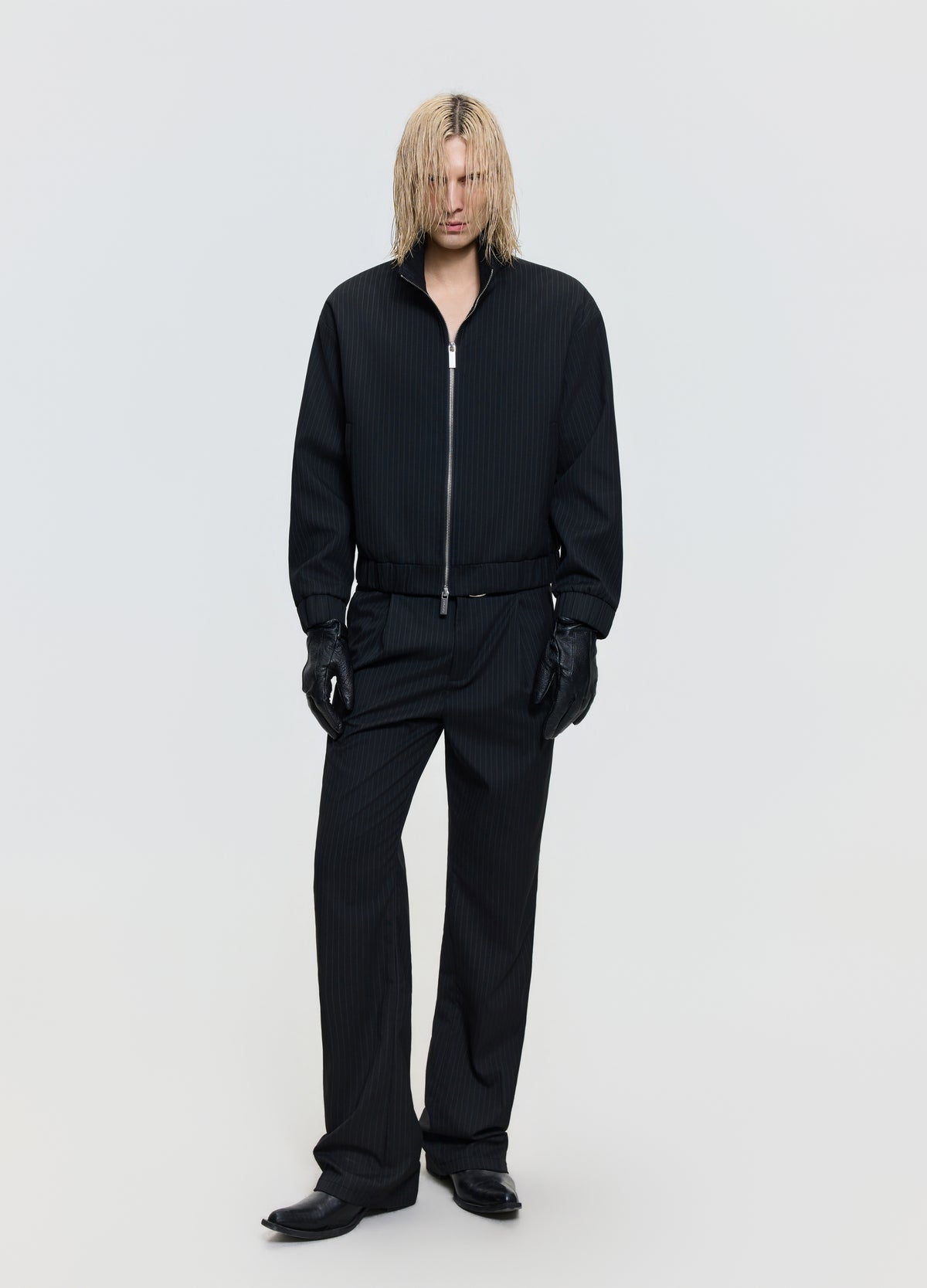 FRKM SCD 26FW black stripe Harrington zip jacket — product view 1