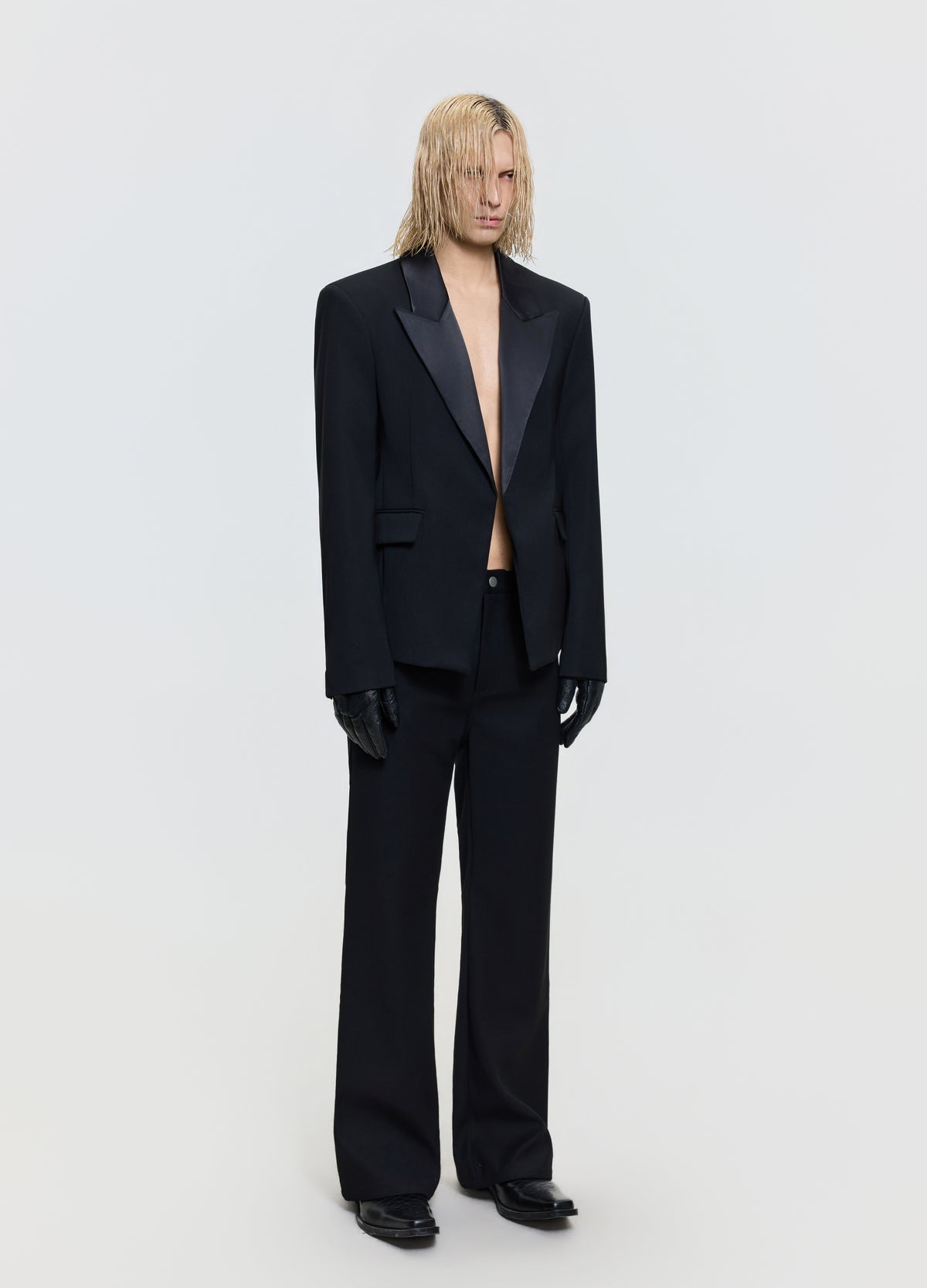 FRKM SCD 26FW black contrast peak-lapel blazer — product view 3