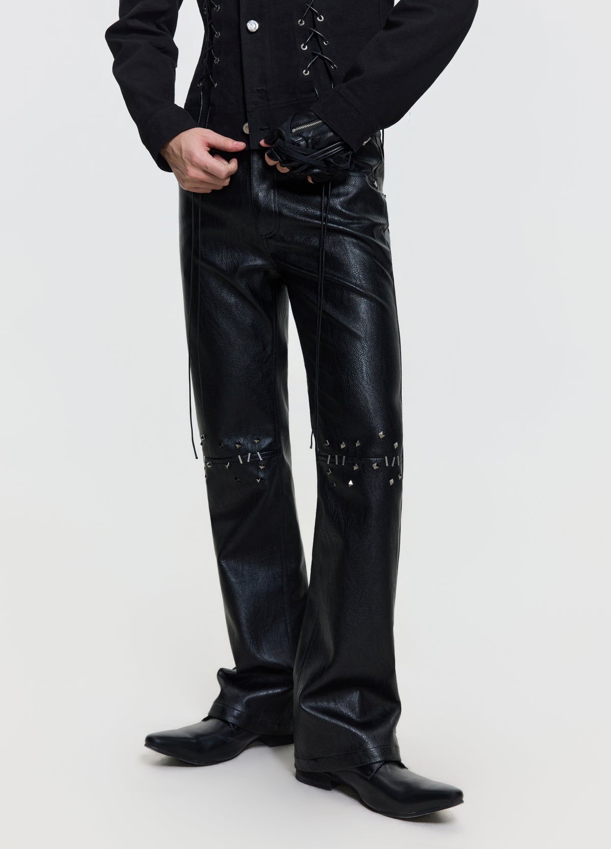 FRKM SCD 26FW black studded leather-look pants — product view 2