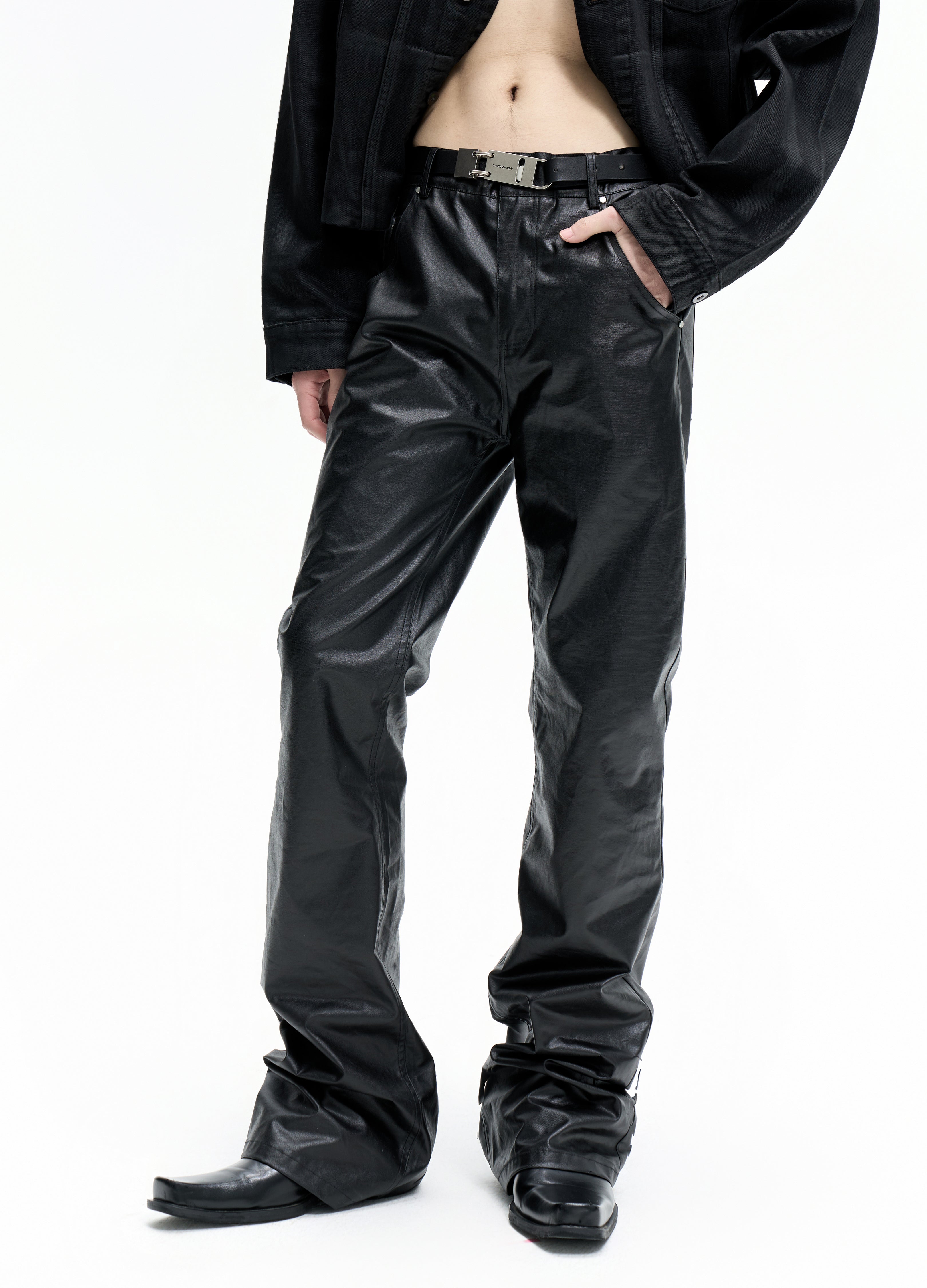25FW WAXED SKINNY STACKED PANTS