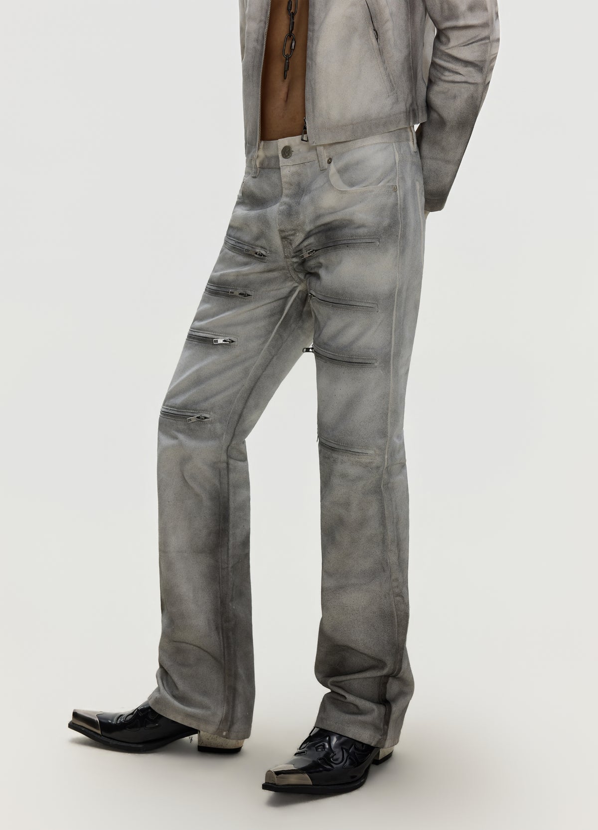 FRKM SCD 26FW dirty grey washed moto denim — product view 7