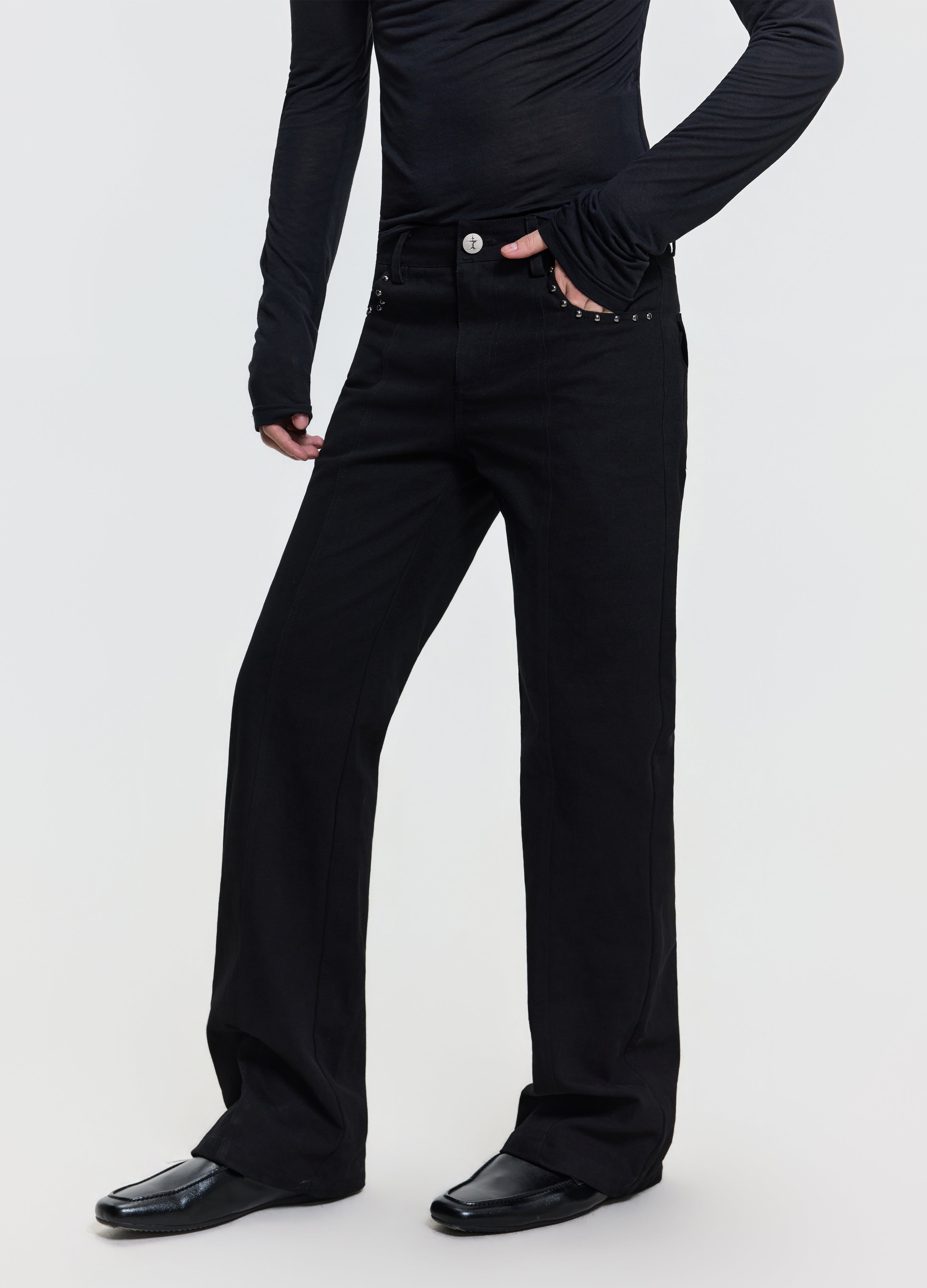 26FW STUDDED PANEL DENIM