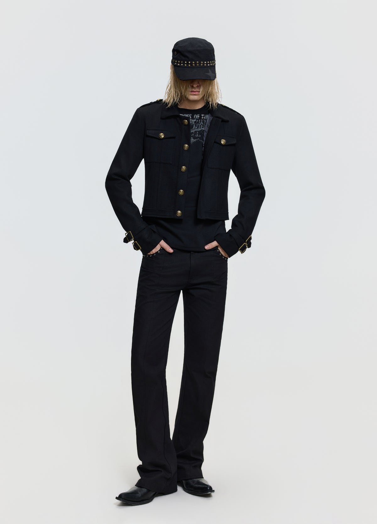 FRKM SCD 26FW black epaulet button jacket — product view 1