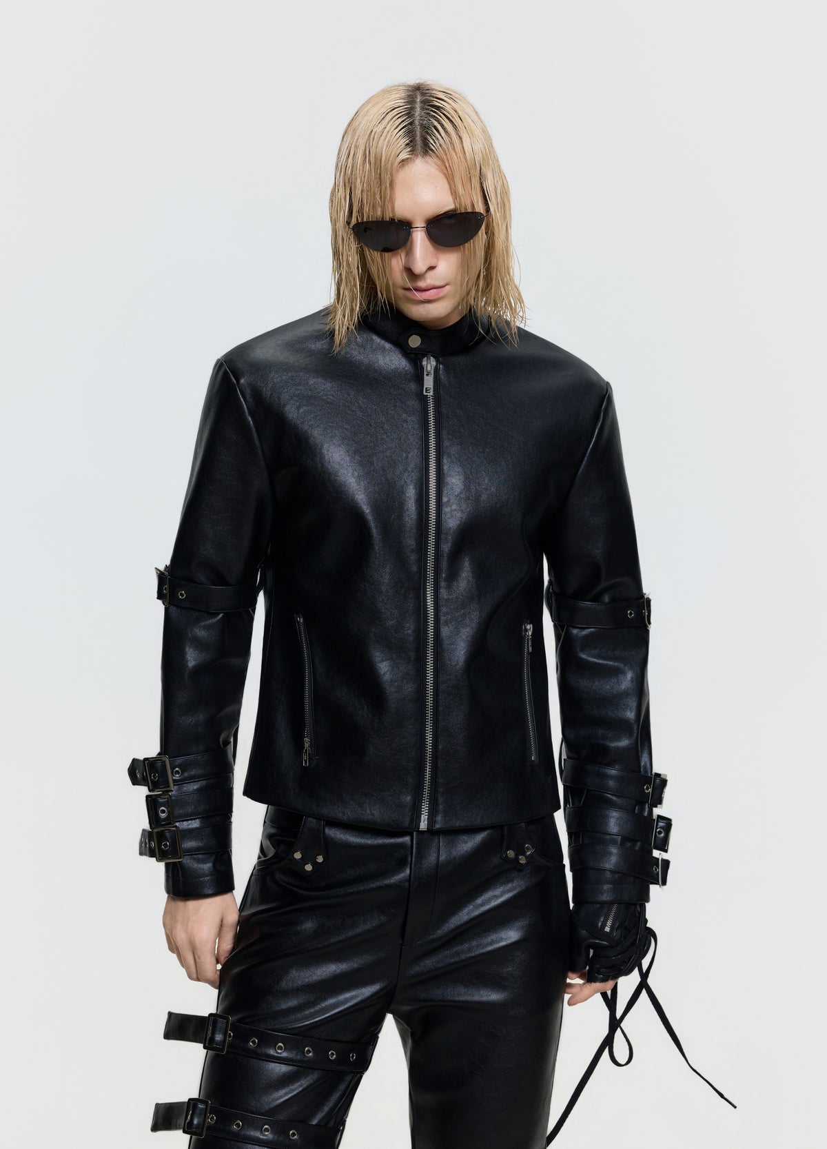FRKM SCD 26FW black belted leather-look zip jacket — product view 8