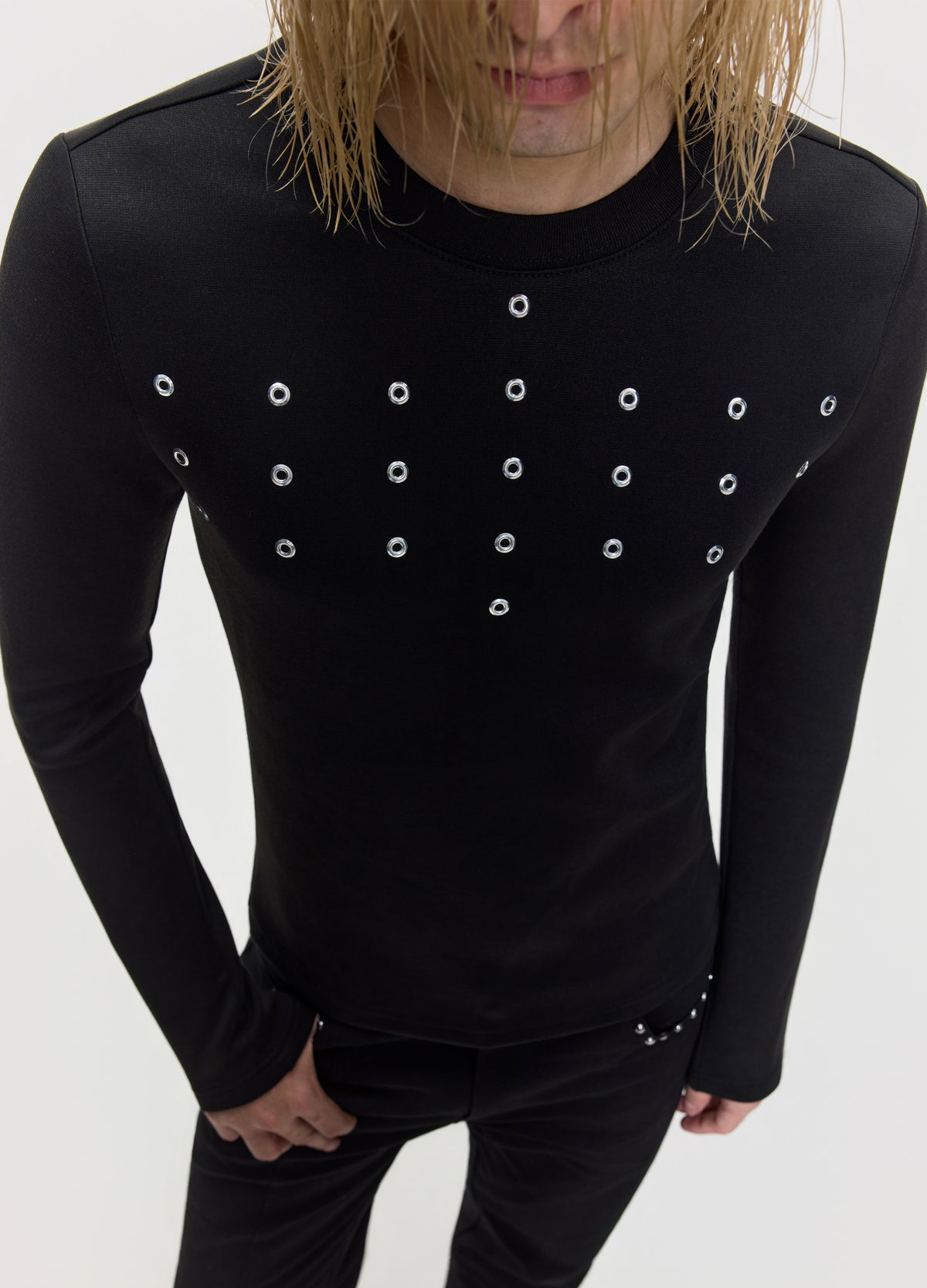 26FW EYELET CRYSTAL TEE
