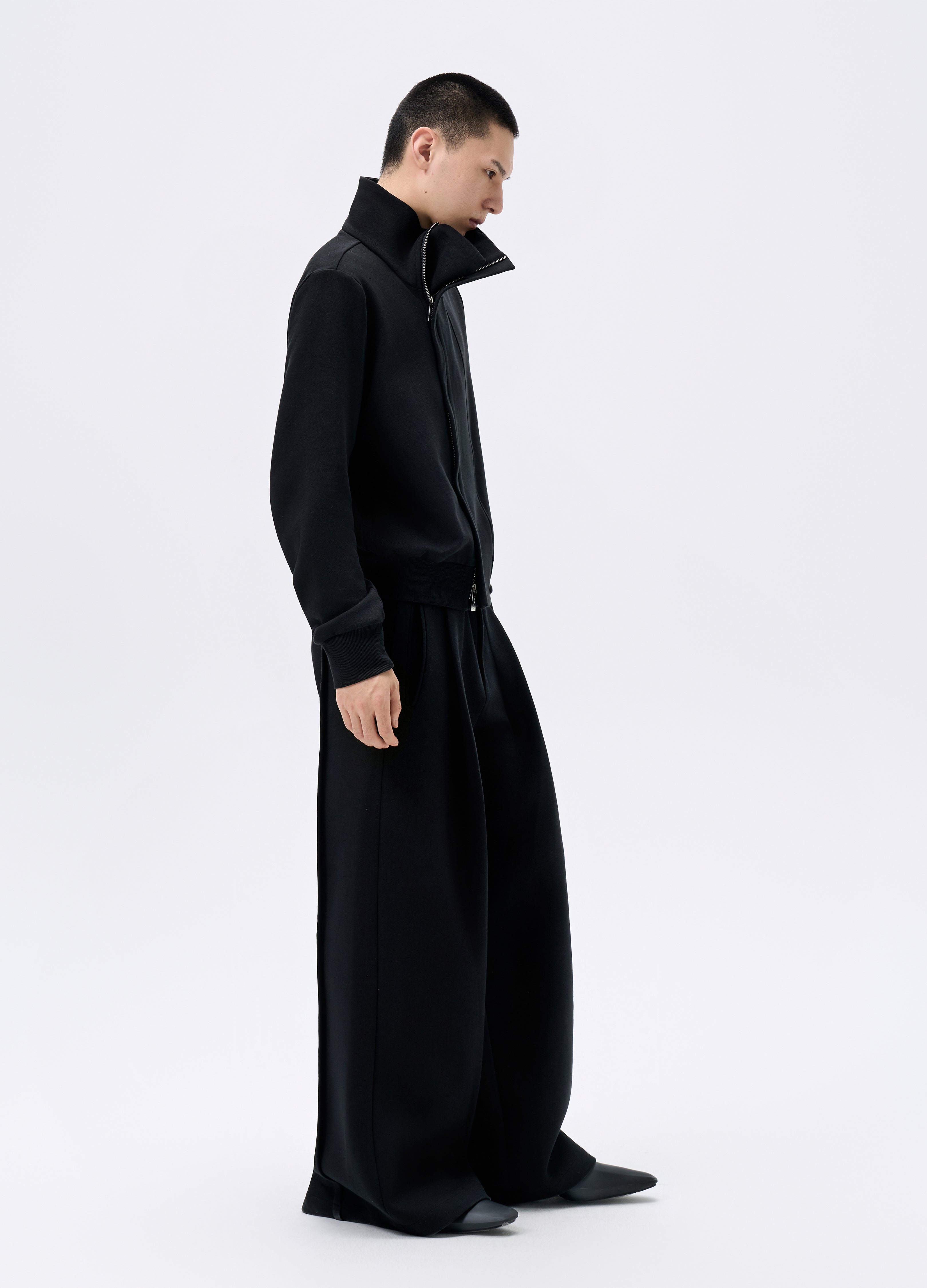 25FW BLACK ZIP CROPPED JACKET