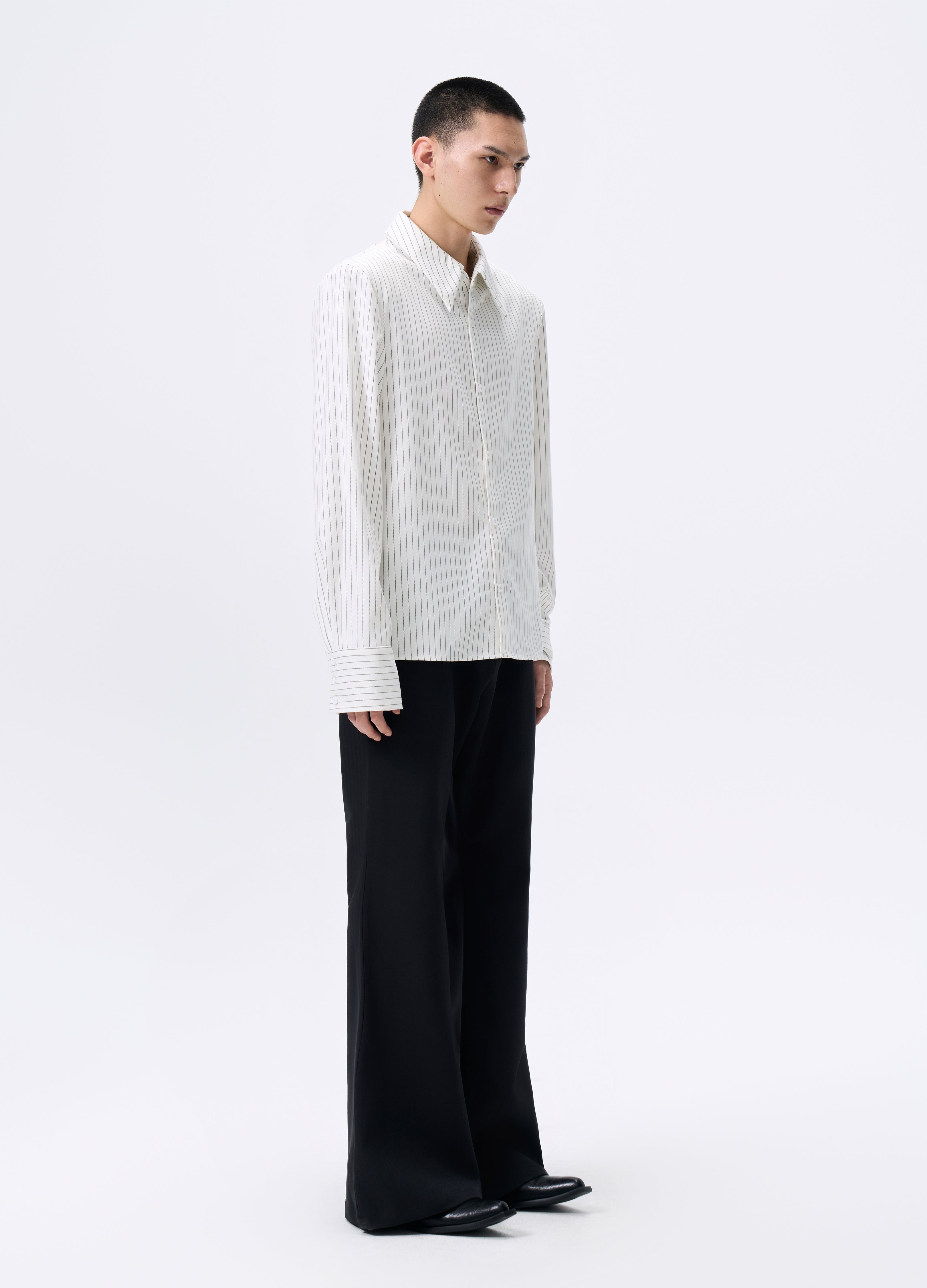 25FW STRIPED PADDED CROPPED SHIRT