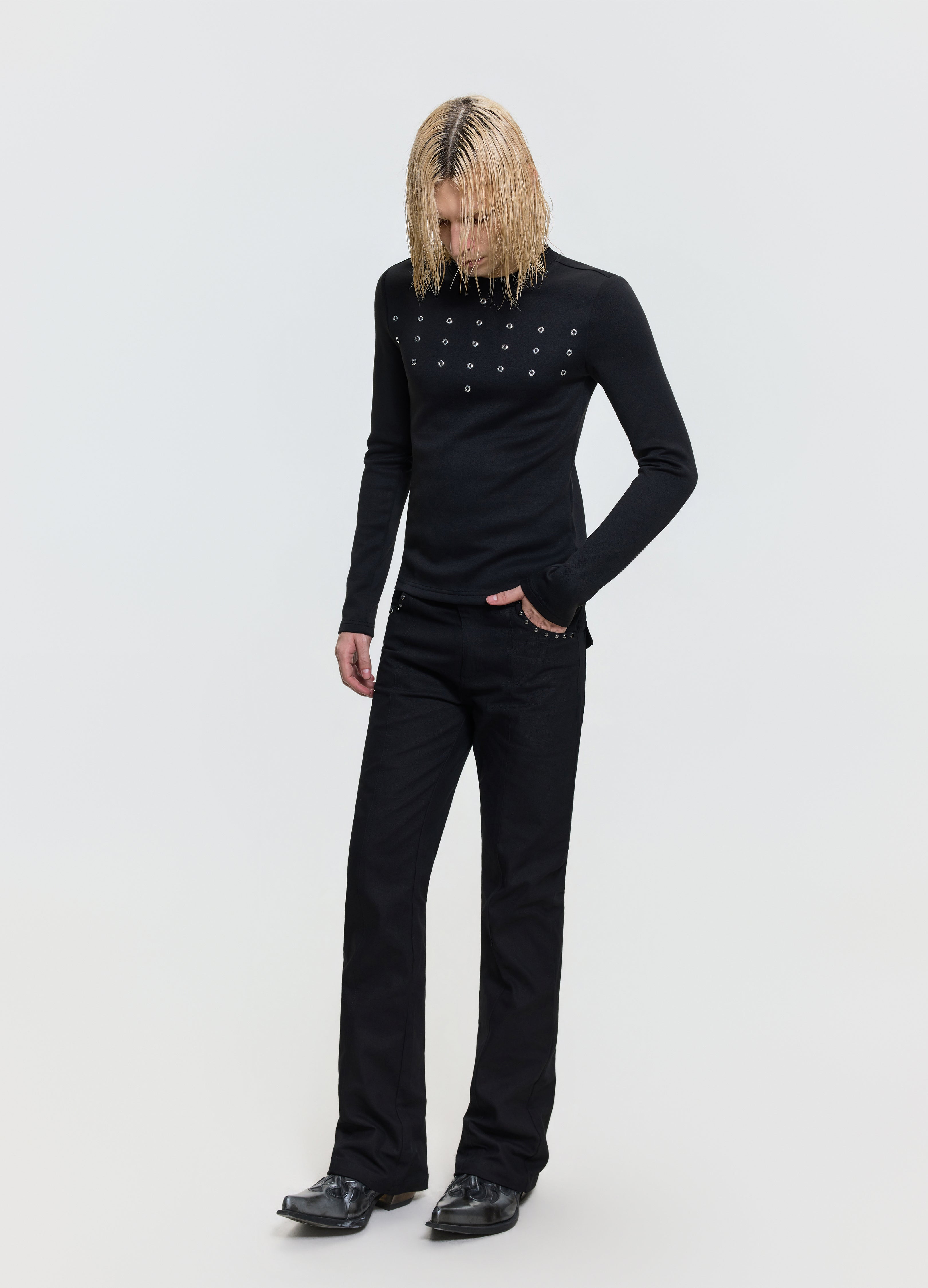 26FW EYELET CRYSTAL TEE