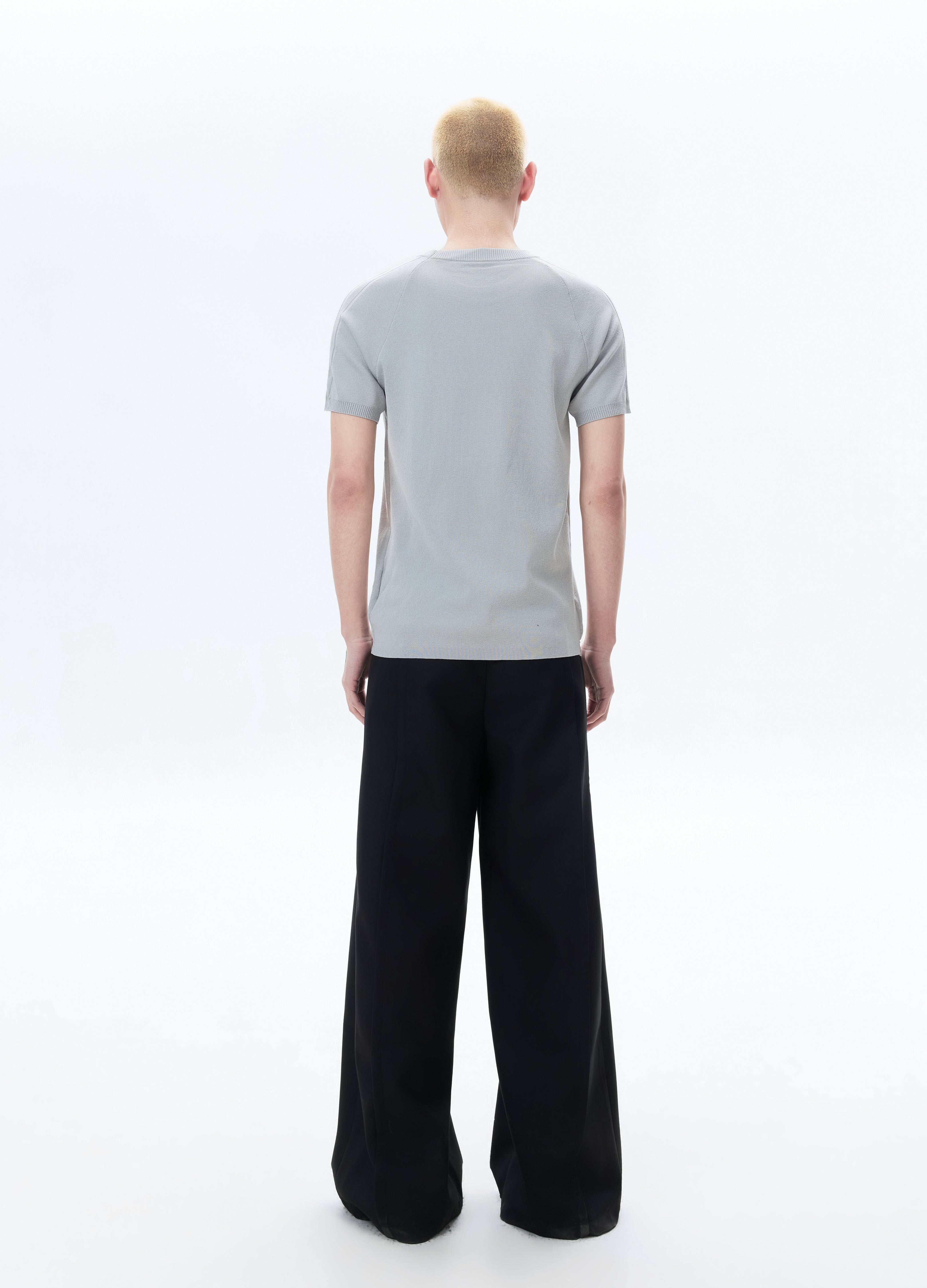 26SS GREY KNIT SHORT SLEEVE SLIM TEE