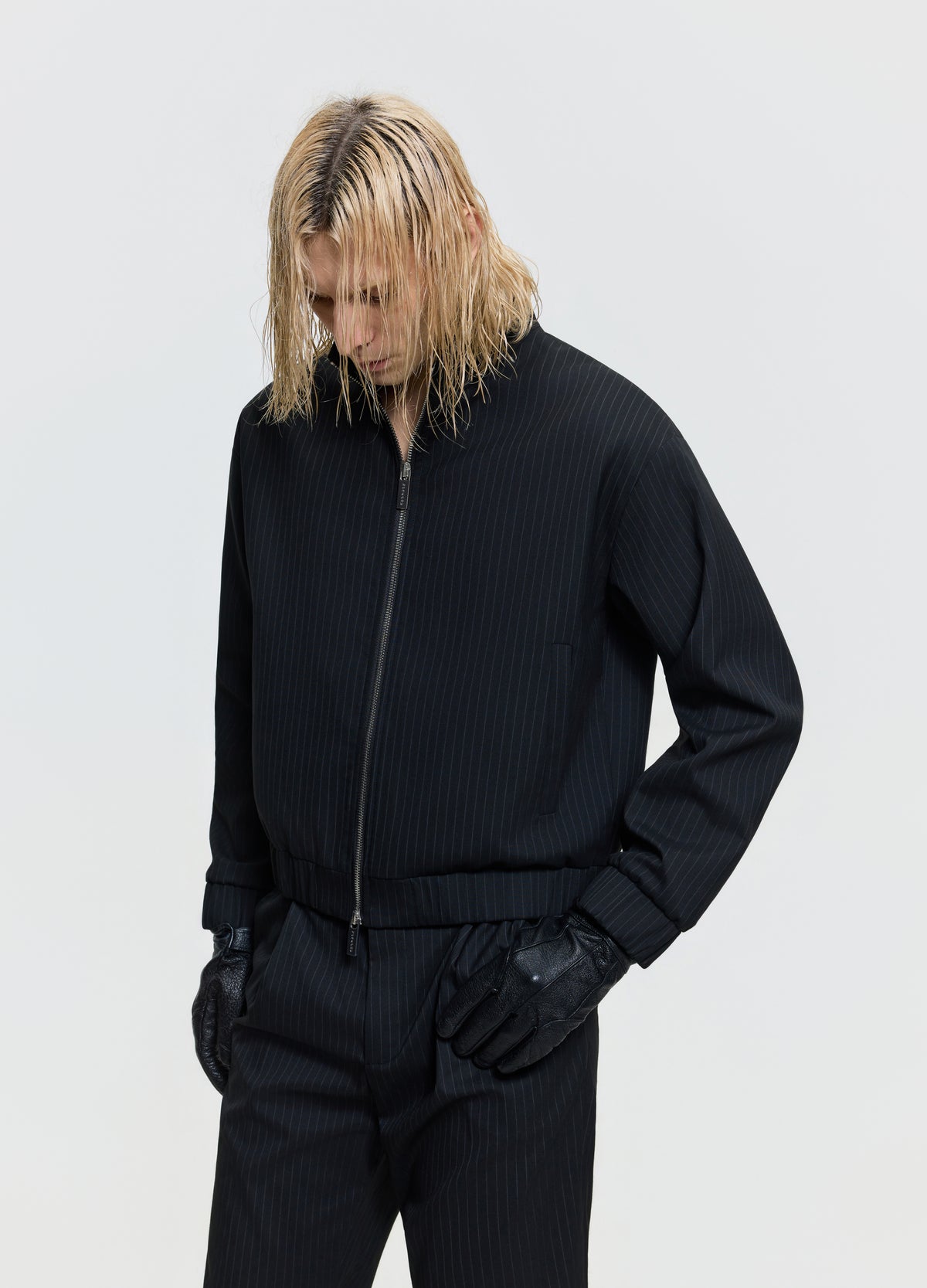 FRKM SCD 26FW black stripe Harrington zip jacket — product view 9