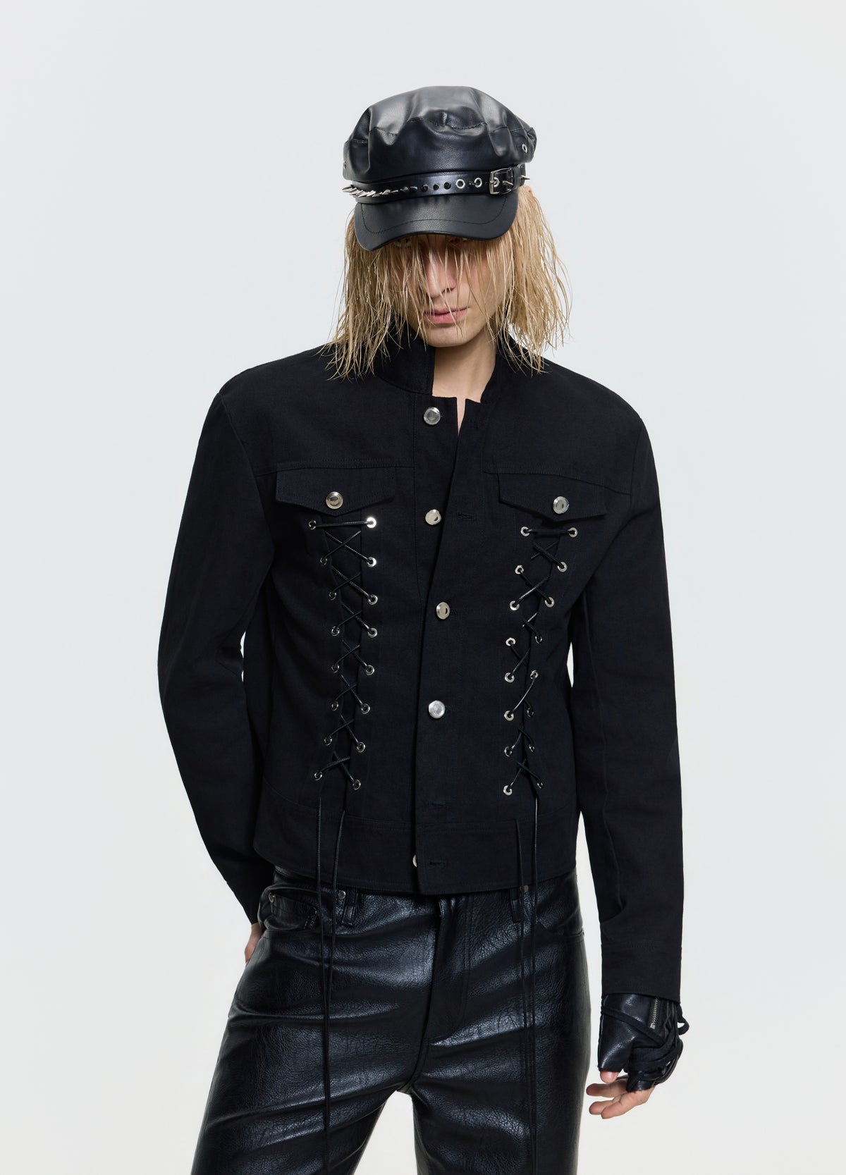 FRKM SCD 26FW corset stand-collar black jacket — product view 5