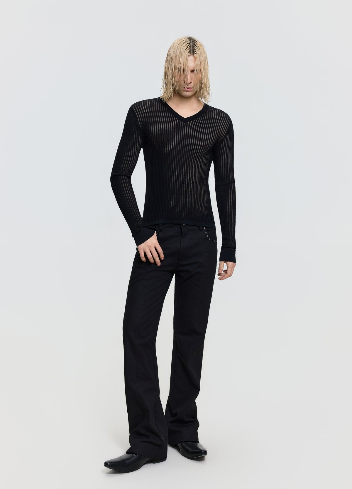 26FW SHEER V-NECK KNIT