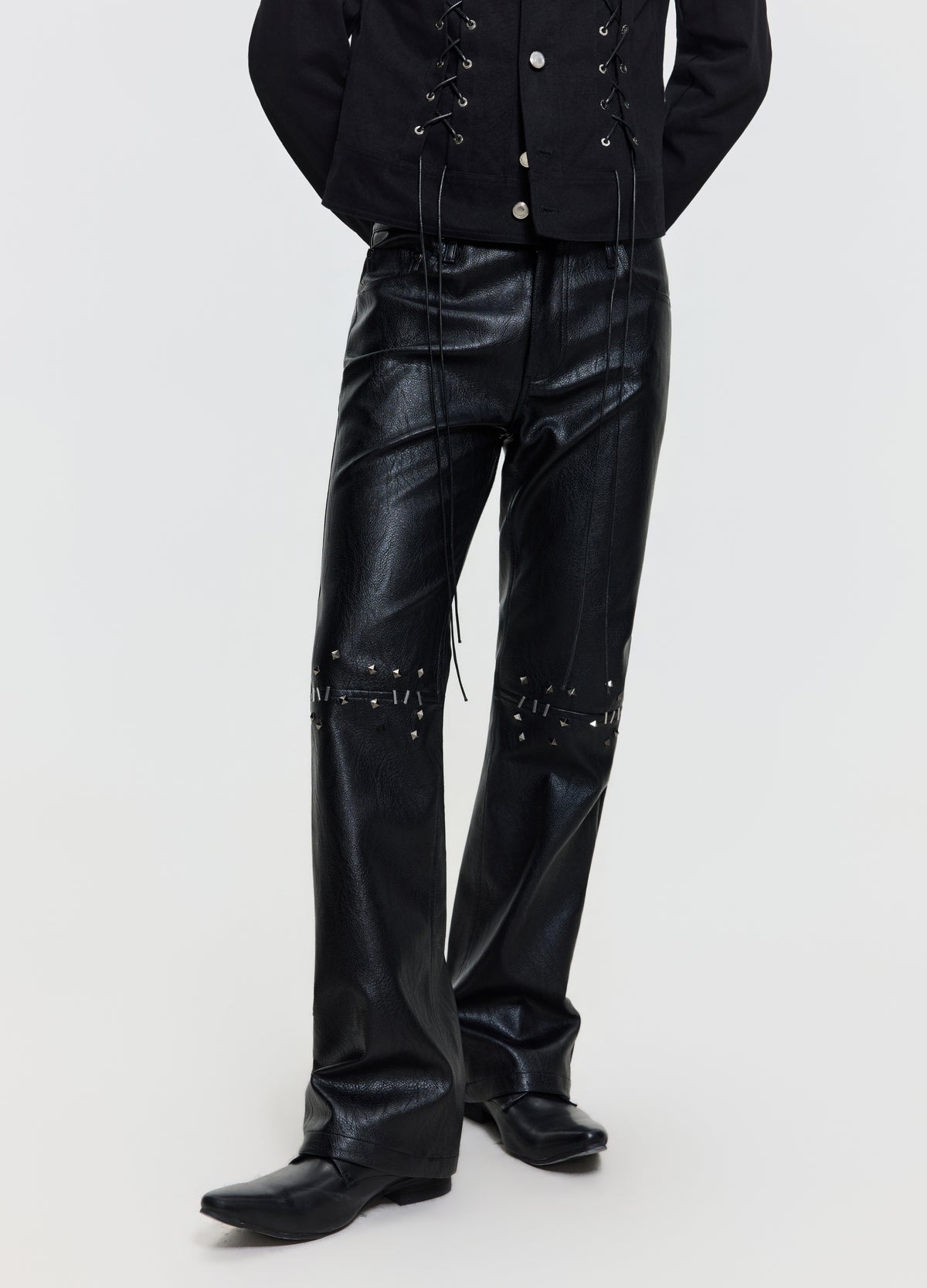 FRKM SCD 26FW black studded leather-look pants — product view 1