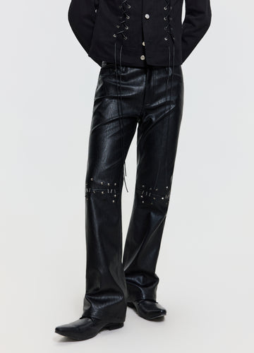 FRKM SCD 26FW black studded leather-look pants — product view 1