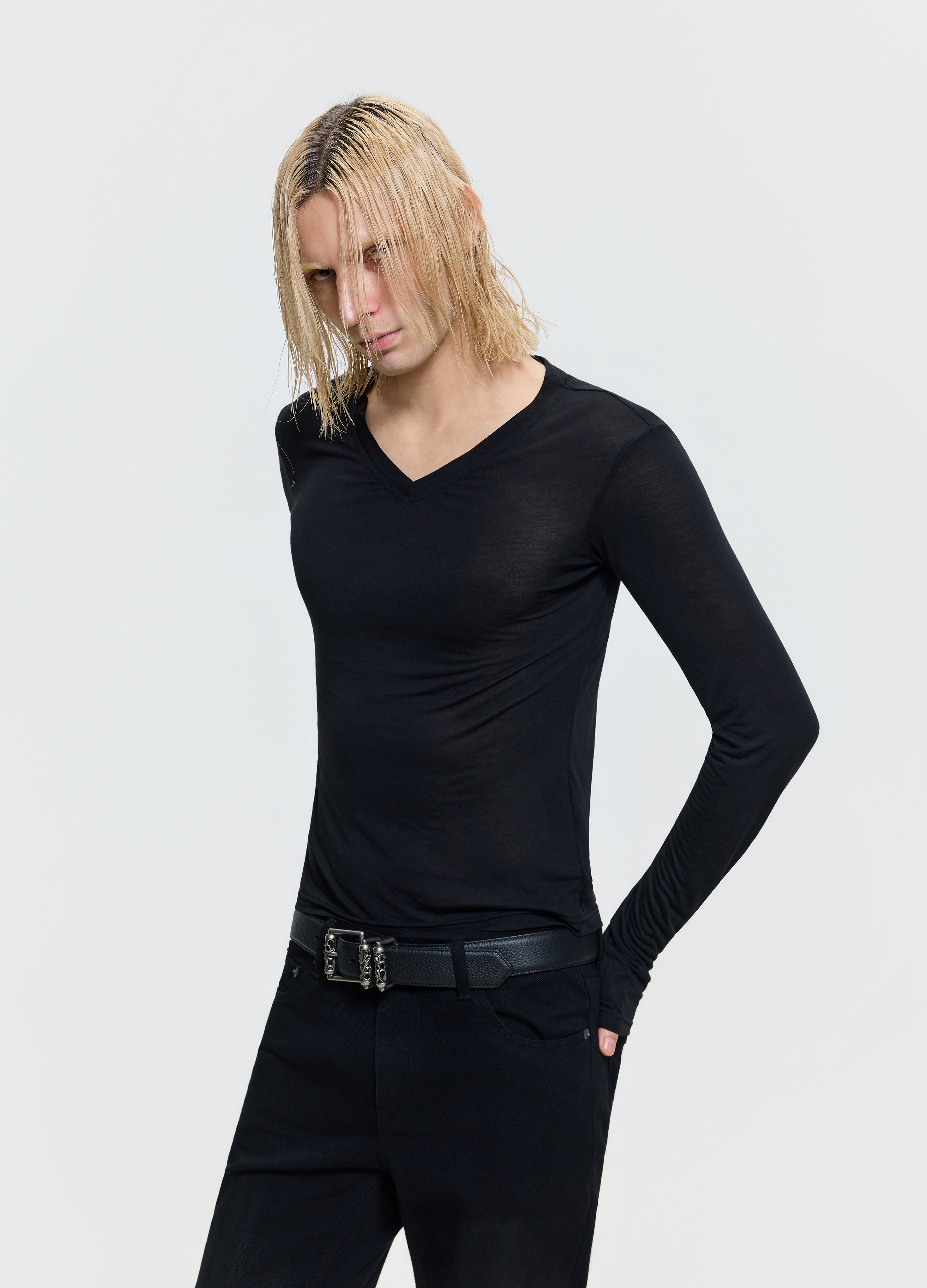 26FW SHEER V-NECK TEE