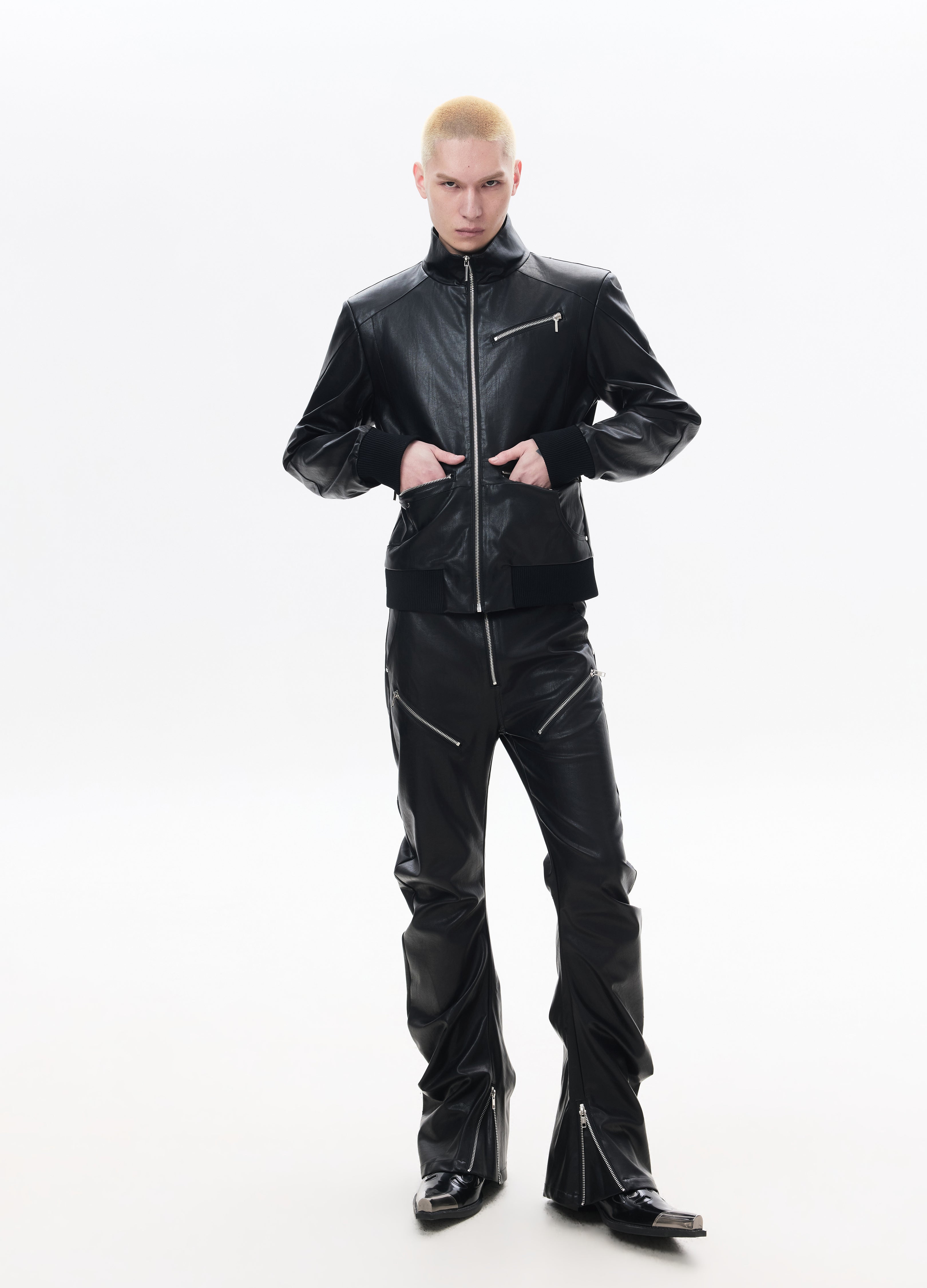26SS STAND-COLLAR LEATHER JACKET
