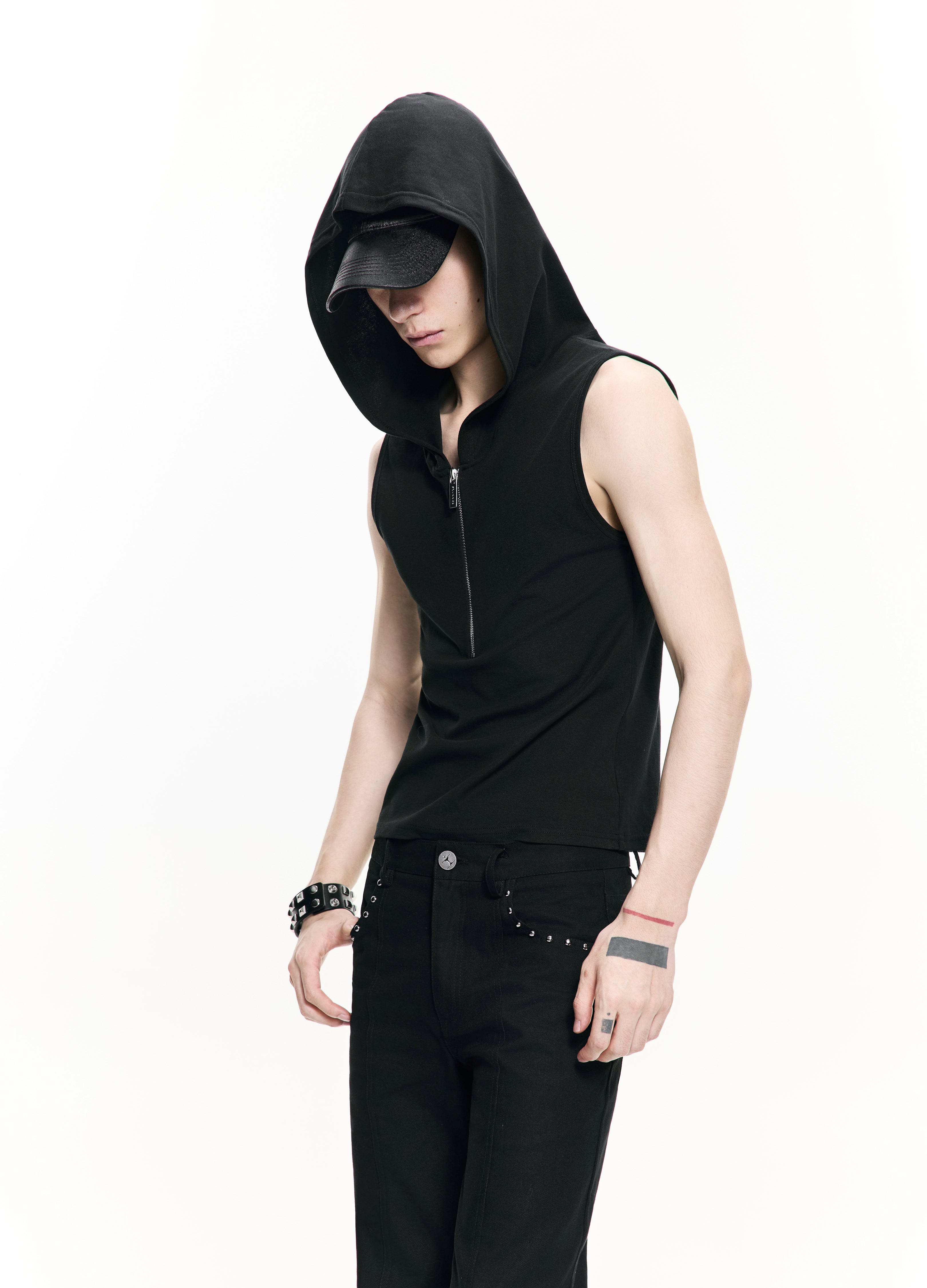 26SS Y2K HALF-ZIP HOODED VEST