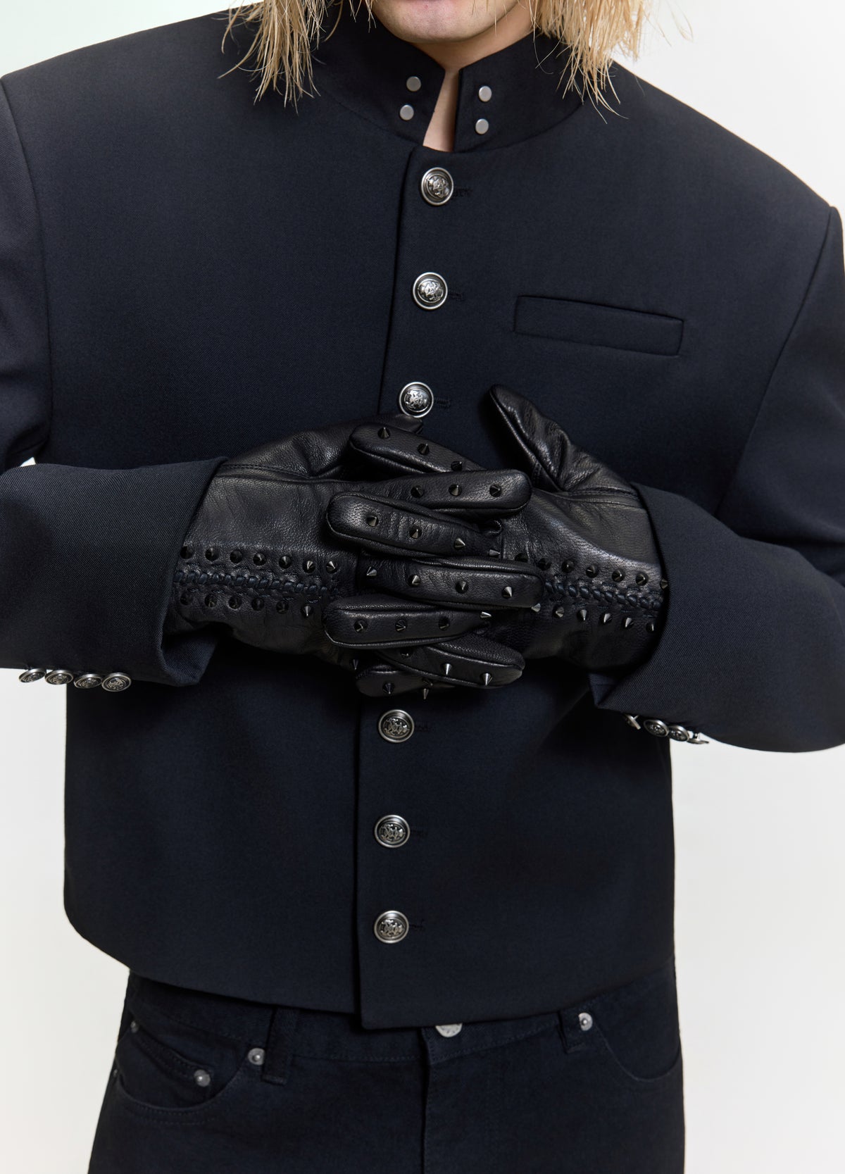 FRKM SCD 26FW black studded long gloves — product view 9