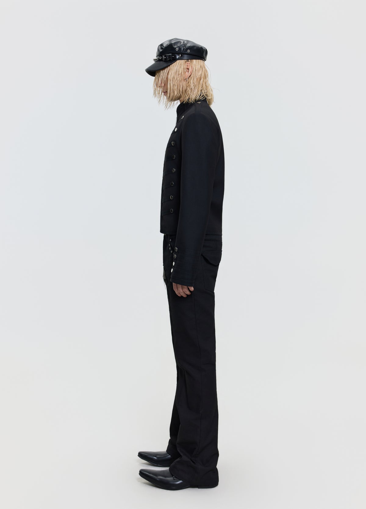 FRKM SCD 26FW Napoleon slim black military jacket — product view 2