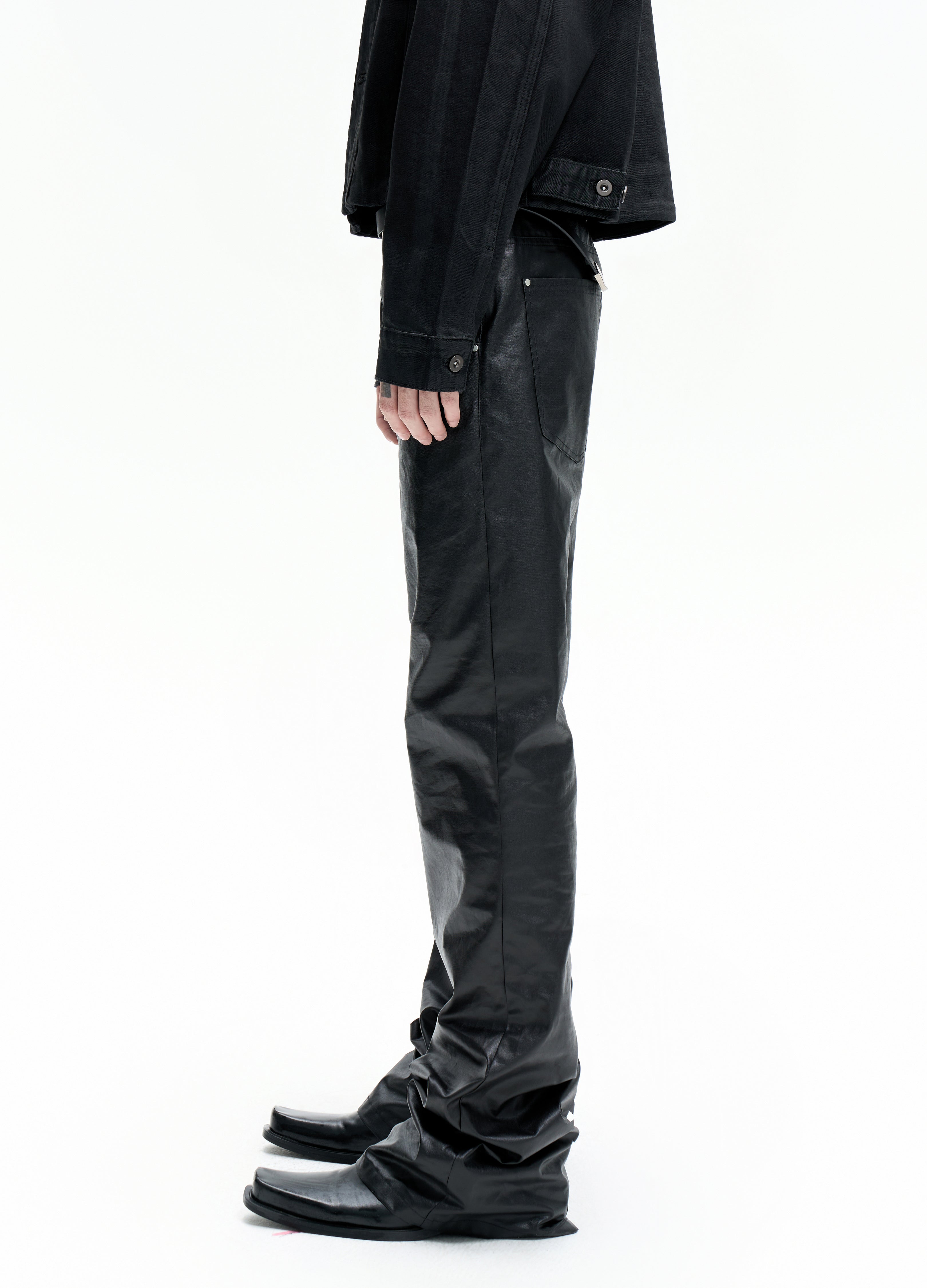 25FW WAXED SKINNY STACKED PANTS