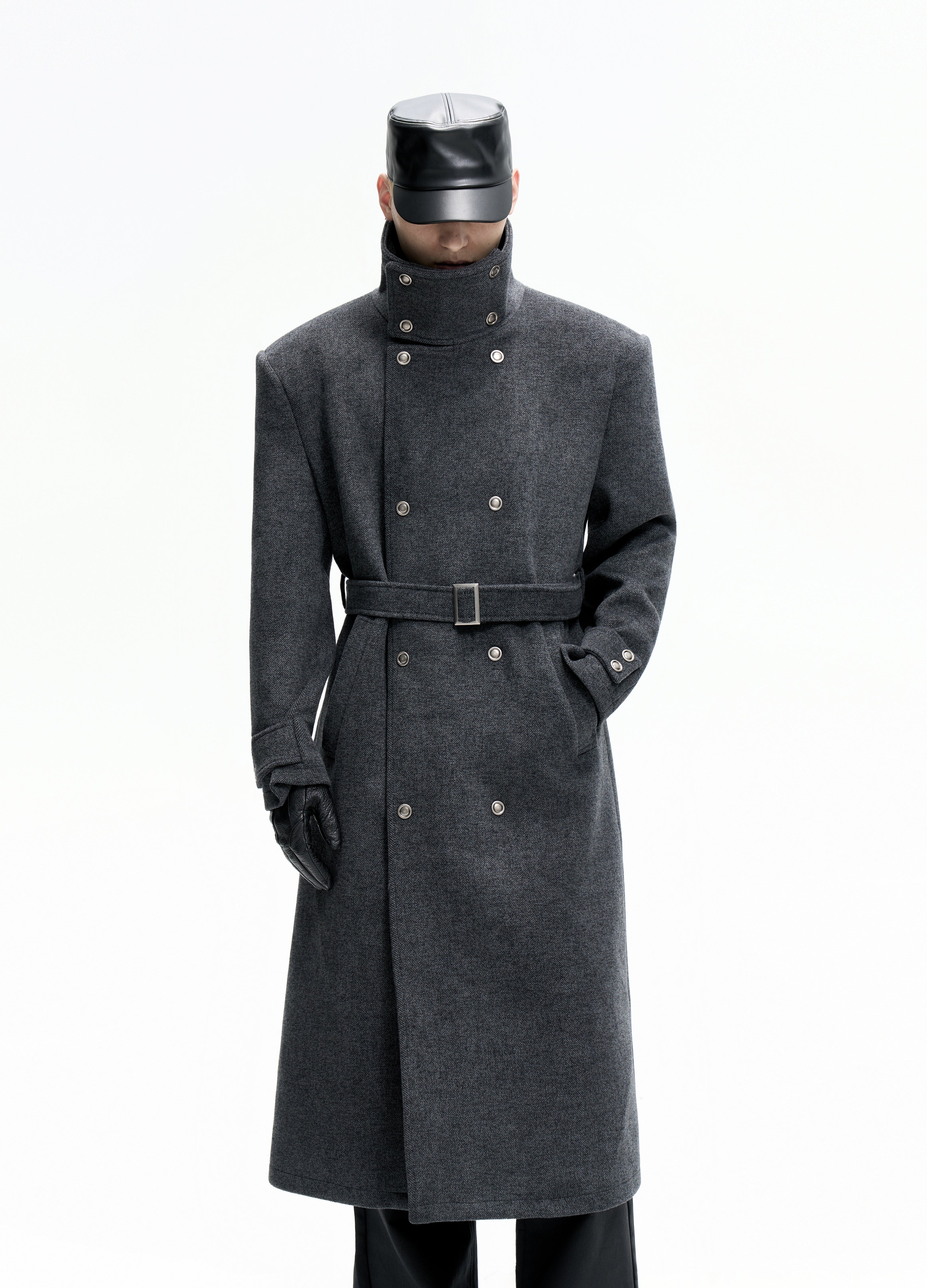 25FW BELTED STRUCTURED WOOL COAT
